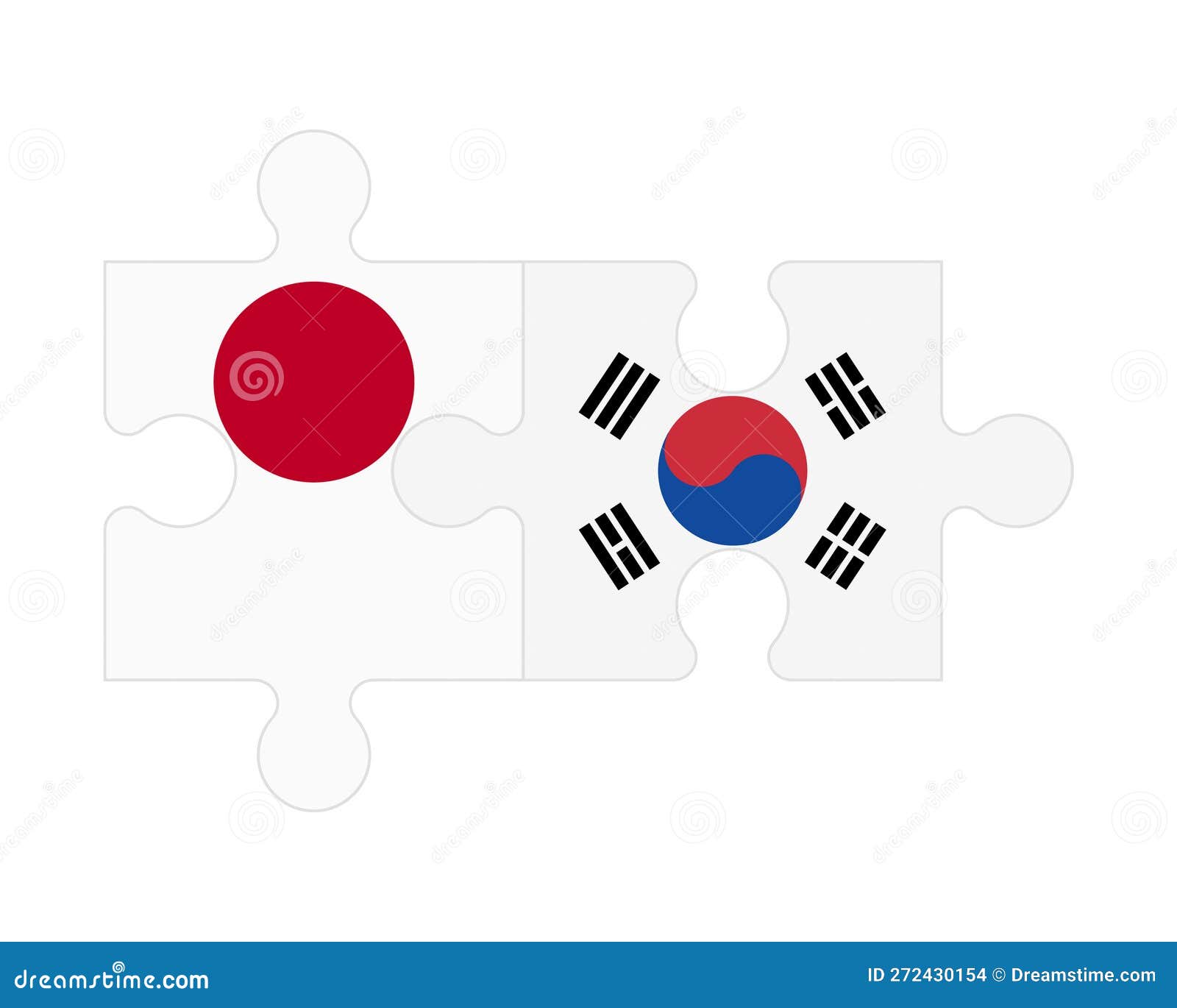 Puzzle of Flags of Japan and South Korea, Vector Stock Vector