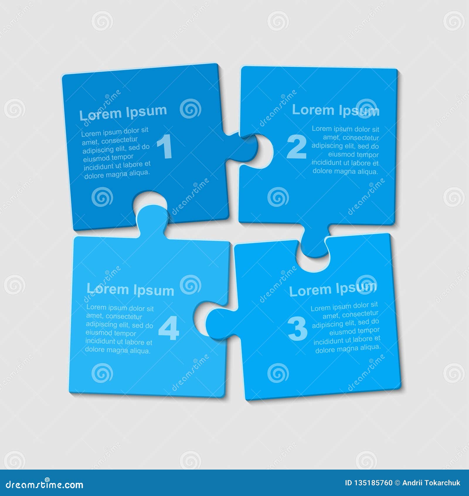 Puzzle Four Pieces Steps Parts for Business. Stock Vector