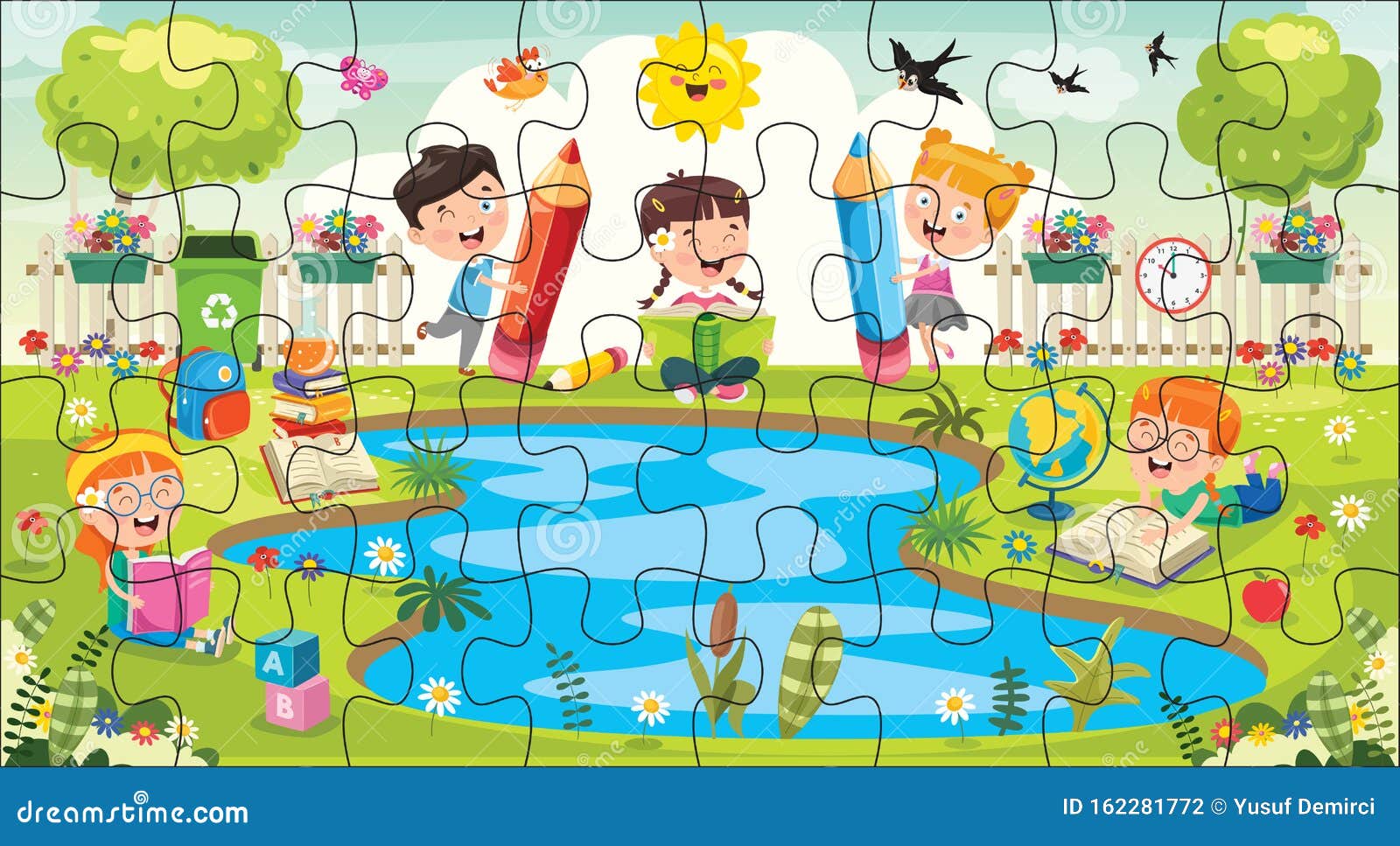 Jigsaw Puzzle Clip Art Cartoon Illustration 32871220