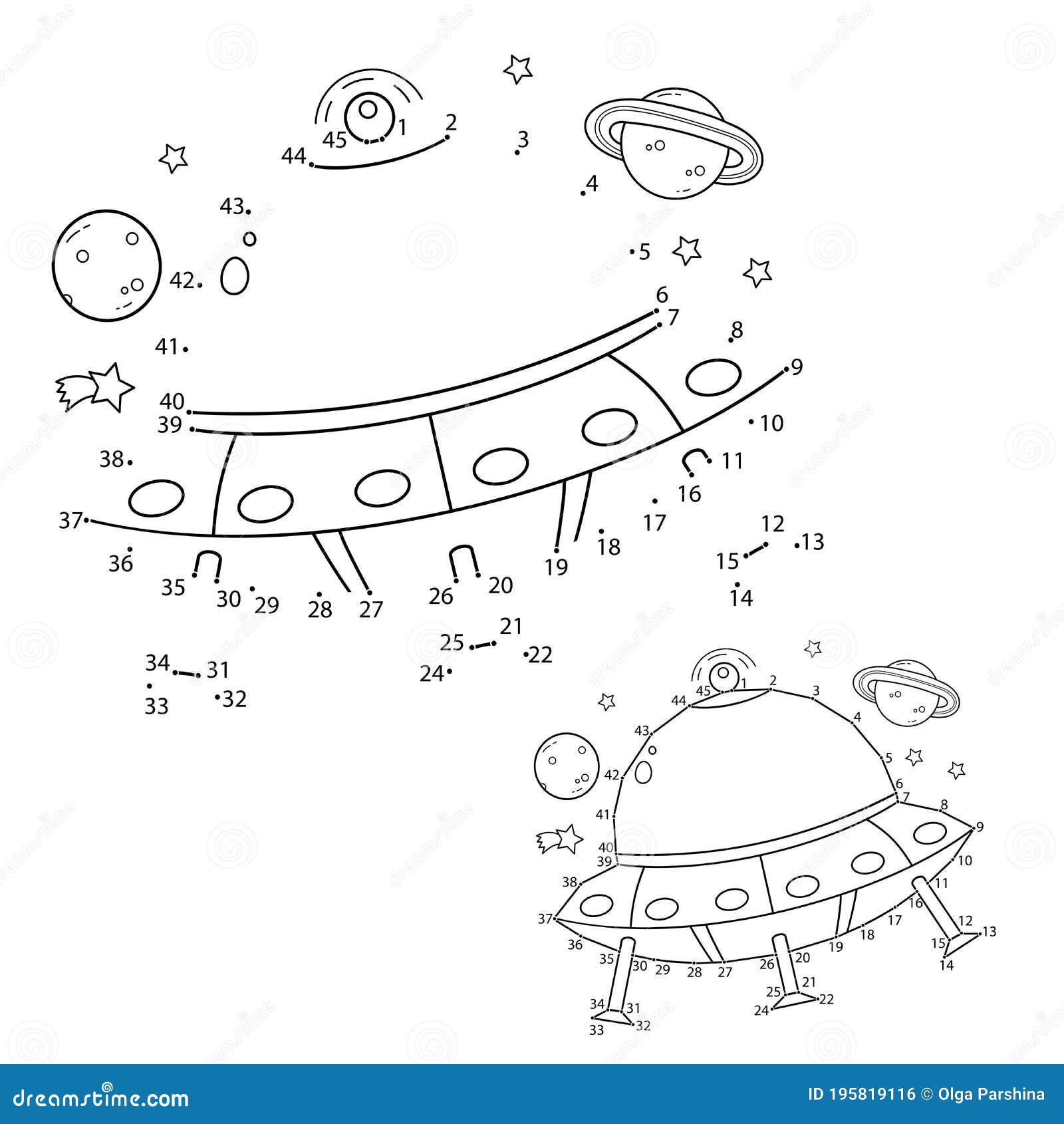 Download Puzzle Game For Kids Numbers Game Coloring Page Outline Of Cartoon Flying Saucer Coloring Book For Children Stock Vector Illustration Of Activity Game 195819116