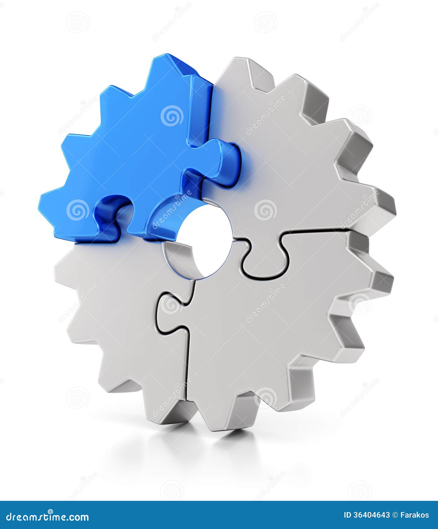 puzzle gears teamwork concept business success gear pieces white background reflection effect 36404643