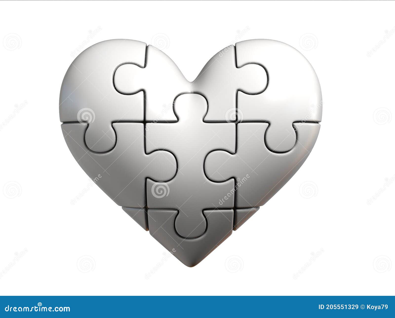 puzzle heart 3d rendering, 