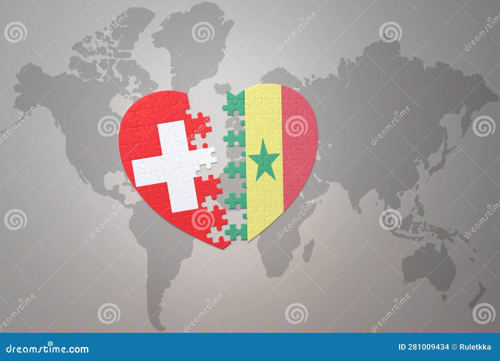 Senegal flag and world map background