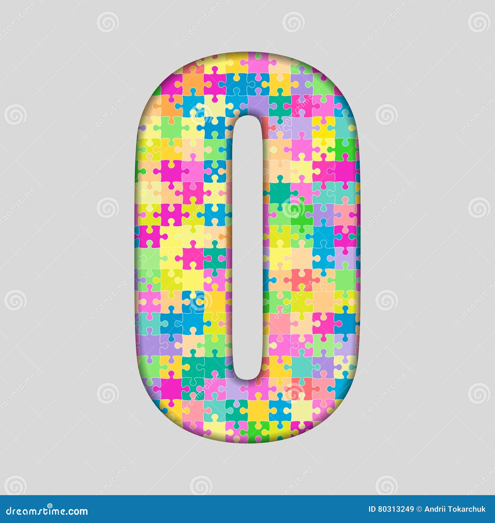 Puzzle Letter Alphabet - O. Colored Puzzle Piece. Stock Vector