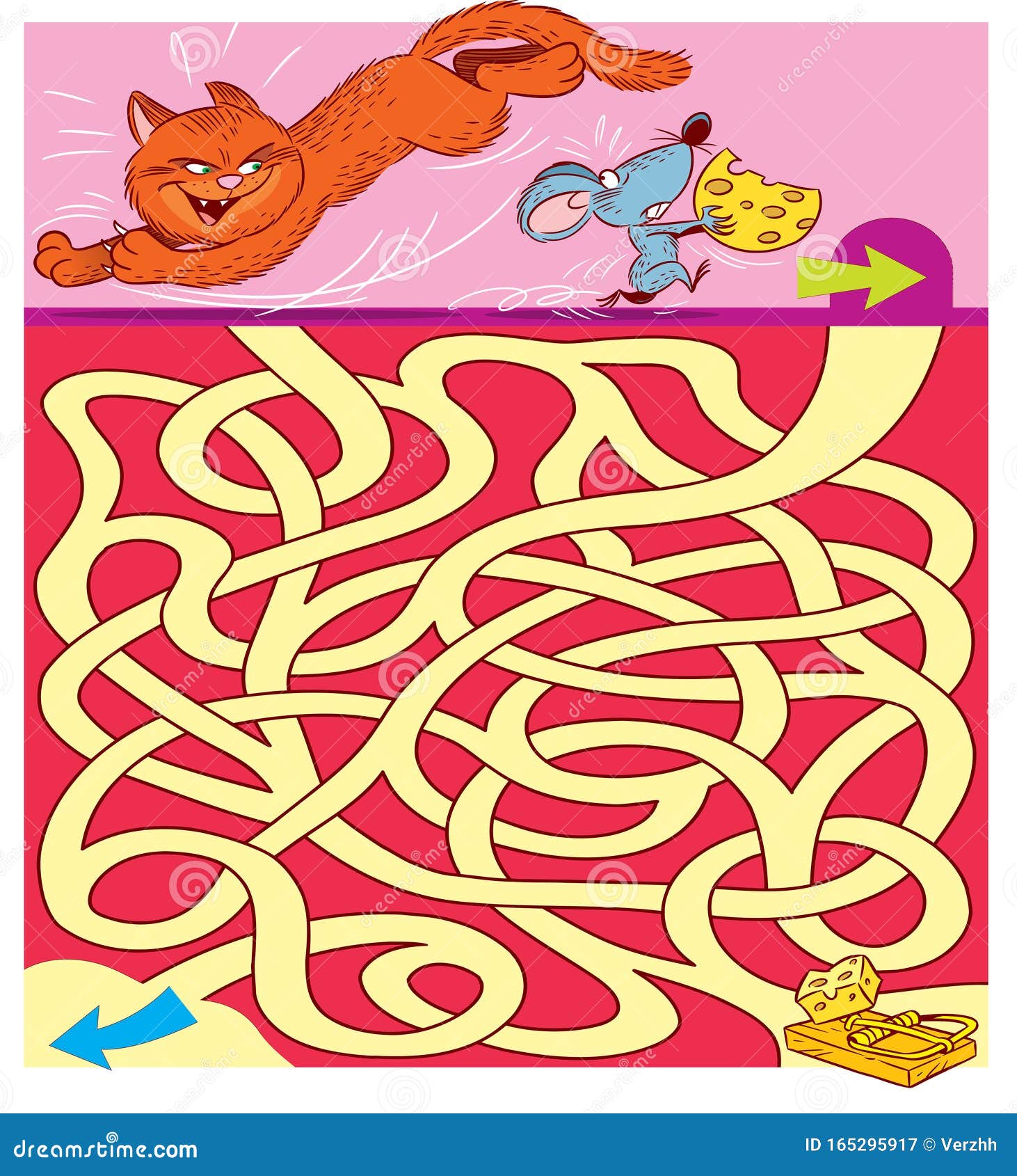 Puzzle Maze with Cat and Mouse Stock Vector Illustration of kindergarten cartoon 165295917