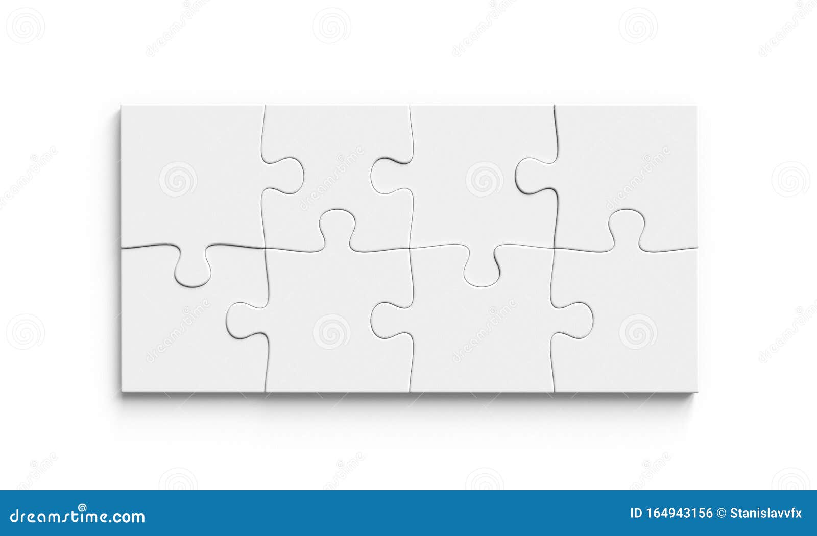 Puzzle mockup 4x2 pieces. stock illustration. Illustration