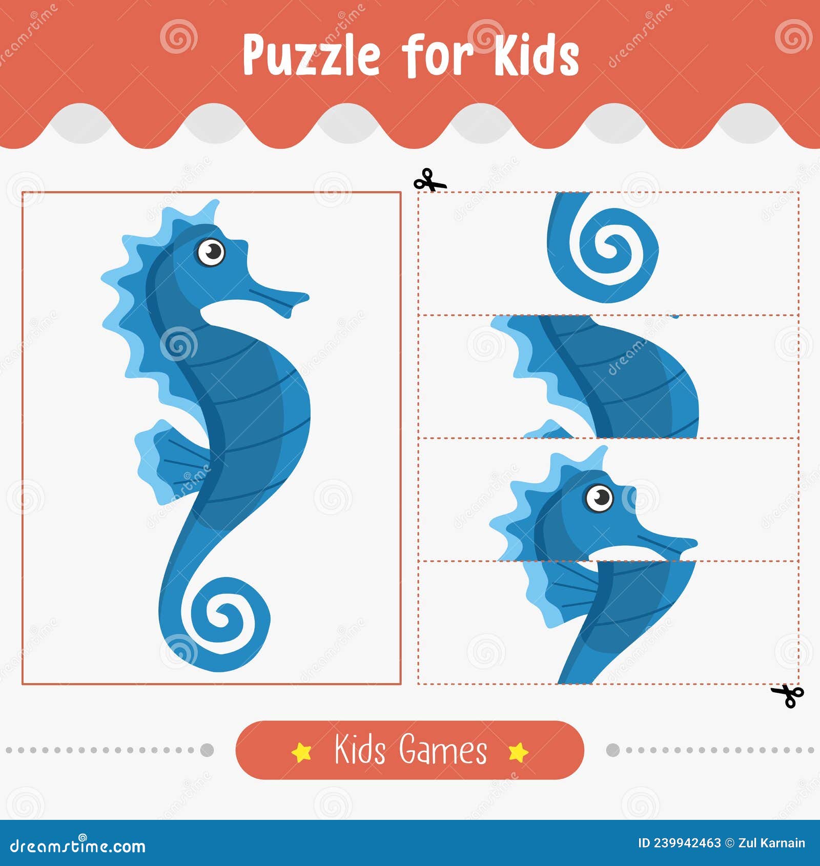 Puzzle Para Crianças De Jogos Educacionais. Vetor De Quebra-cabeça