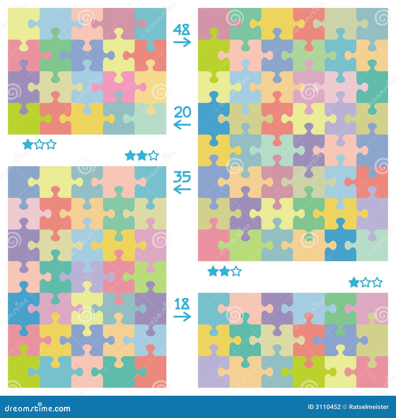 18 piece blank jigsaw puzzle template (3x6)