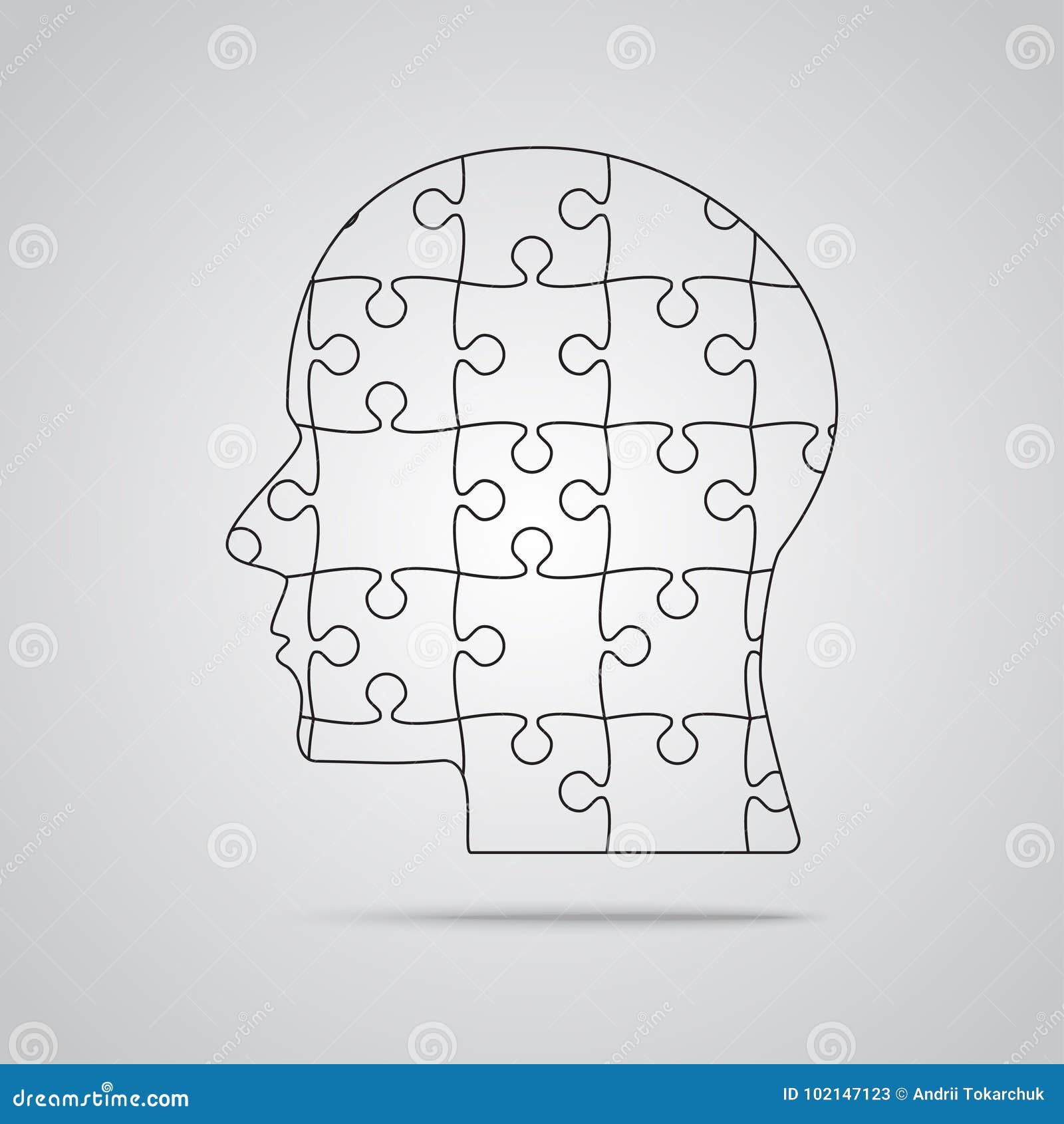 Puzzle Piece Silhouette Head Vector Jigsaw Stock Vector