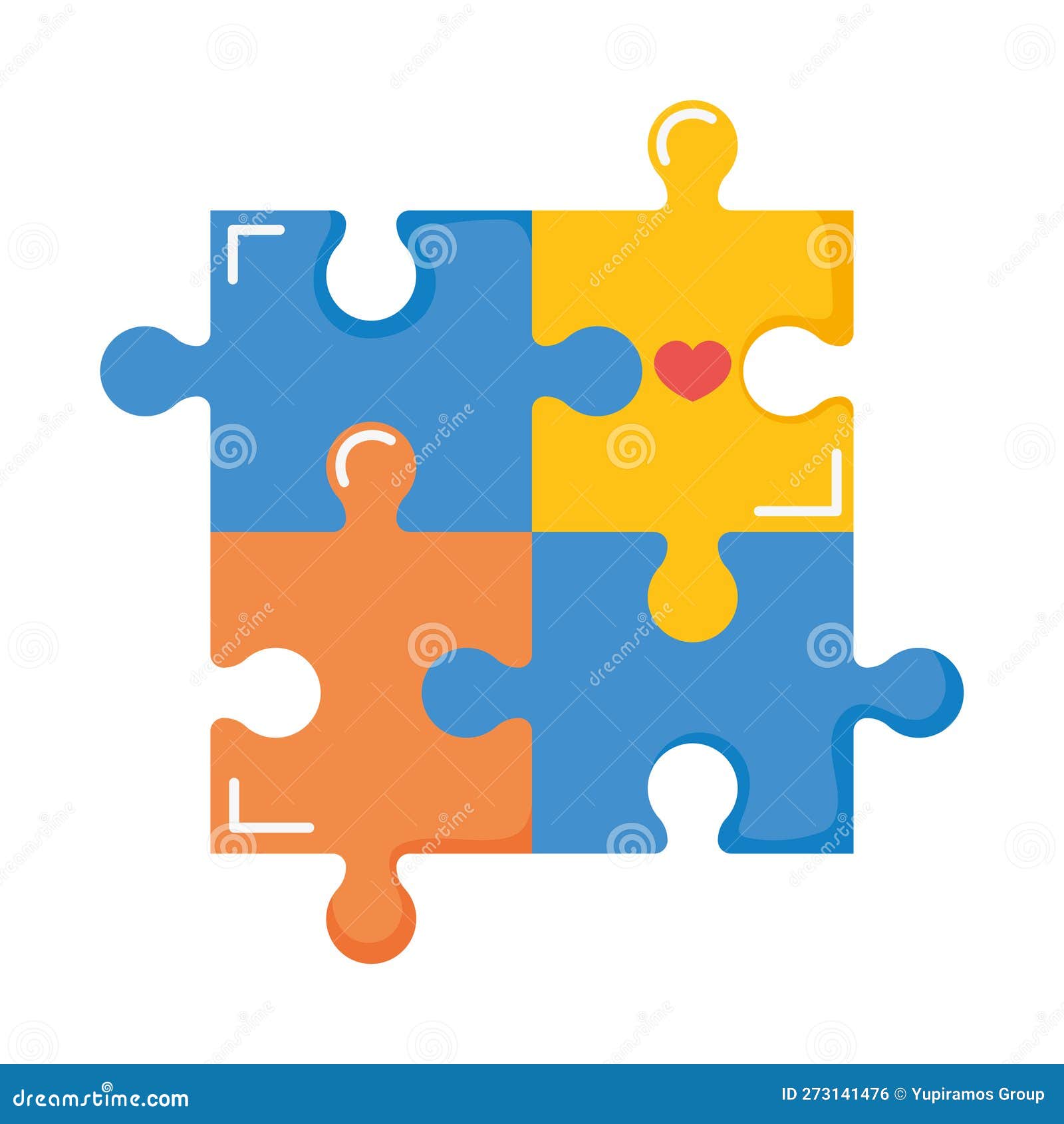 Puzzle pieces with heart stock vector. Illustration of game 273141476