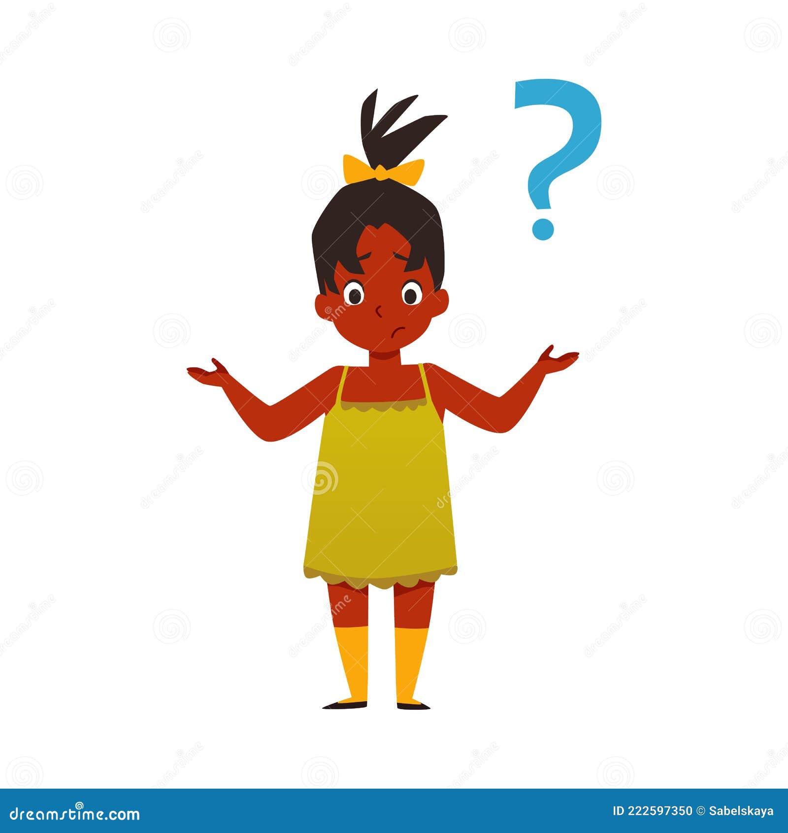 Puzzled Child Has Question or Unsolved Problem Flat Vector Illustration
