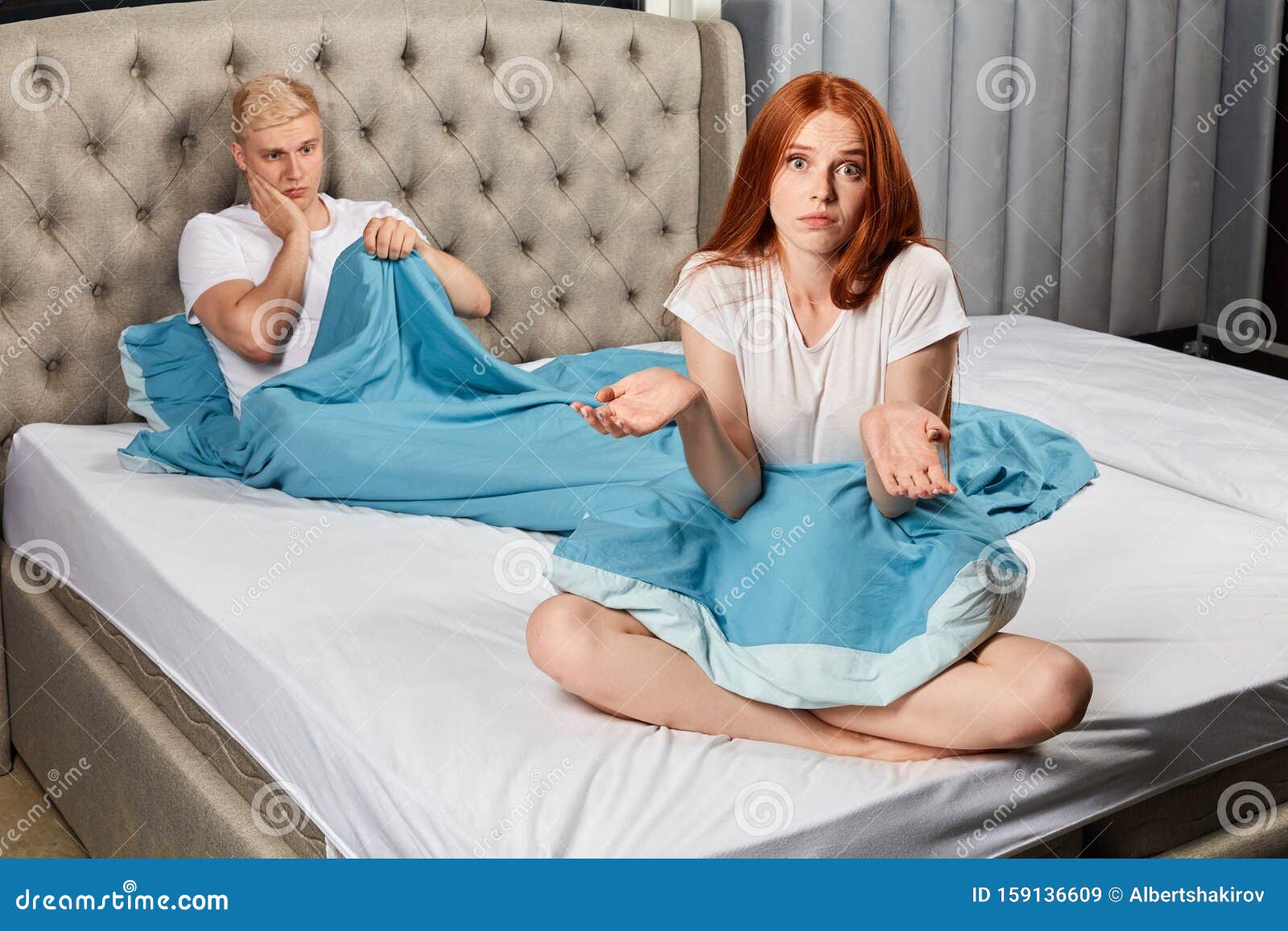 Puzzled Man and Woman Waiting for Reaction after Stimulant Cream Stock Image