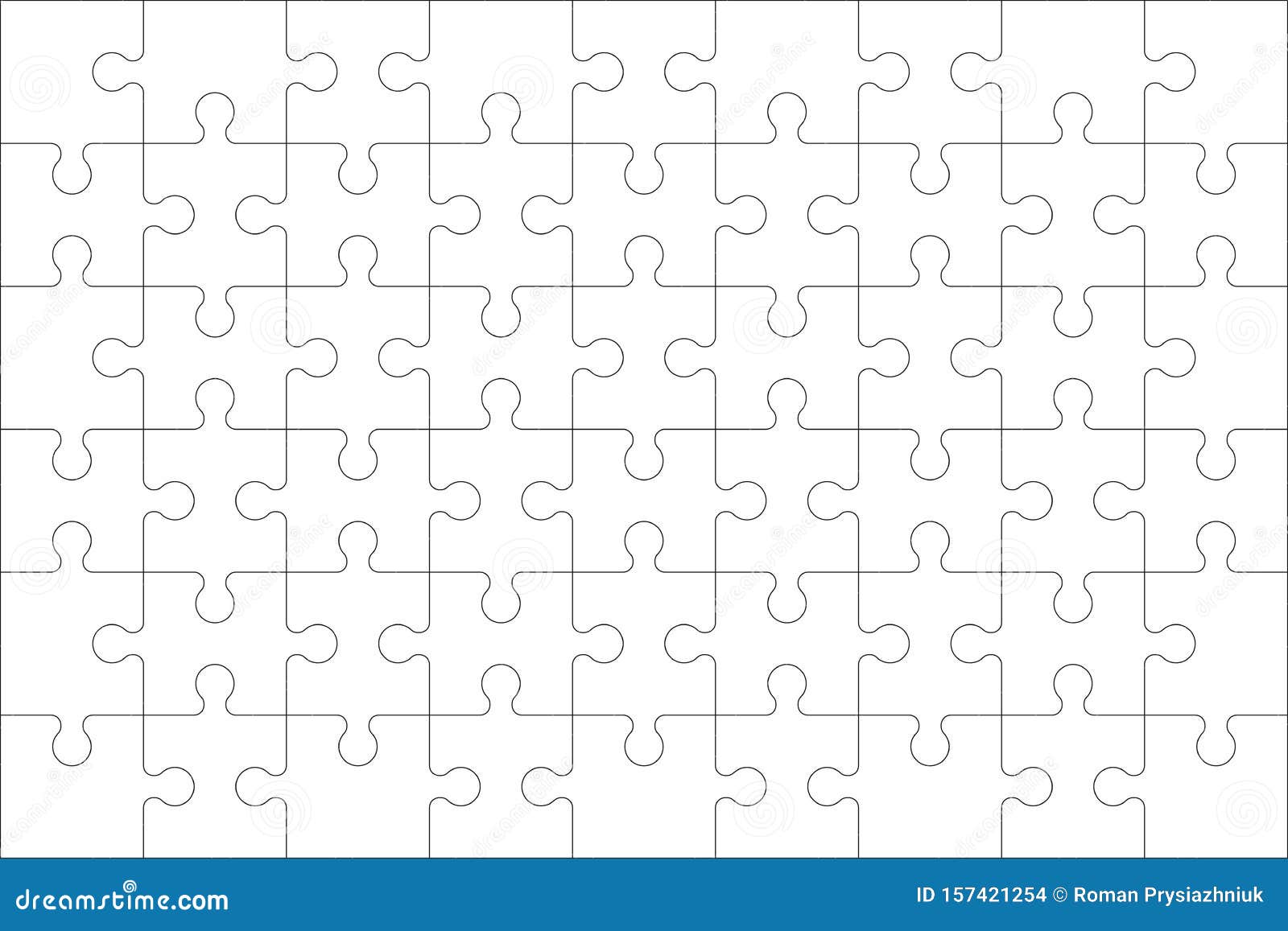 Puzzles Grid - Blank Template. Jigsaw Puzzle with 60 Pieces