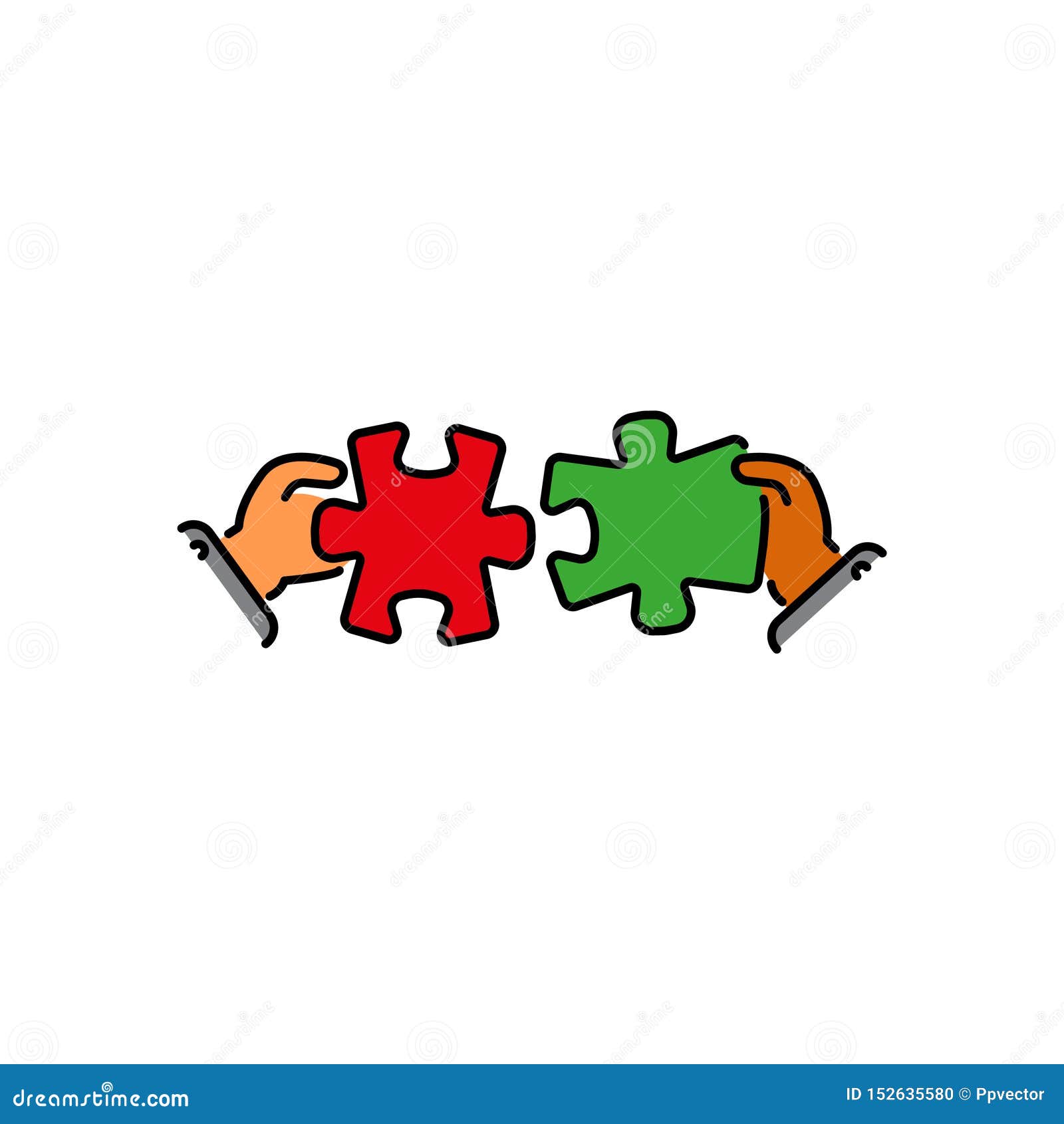 Puzzles Connect In Hands Color Vector Icon, Sign, Symbol. Business ...