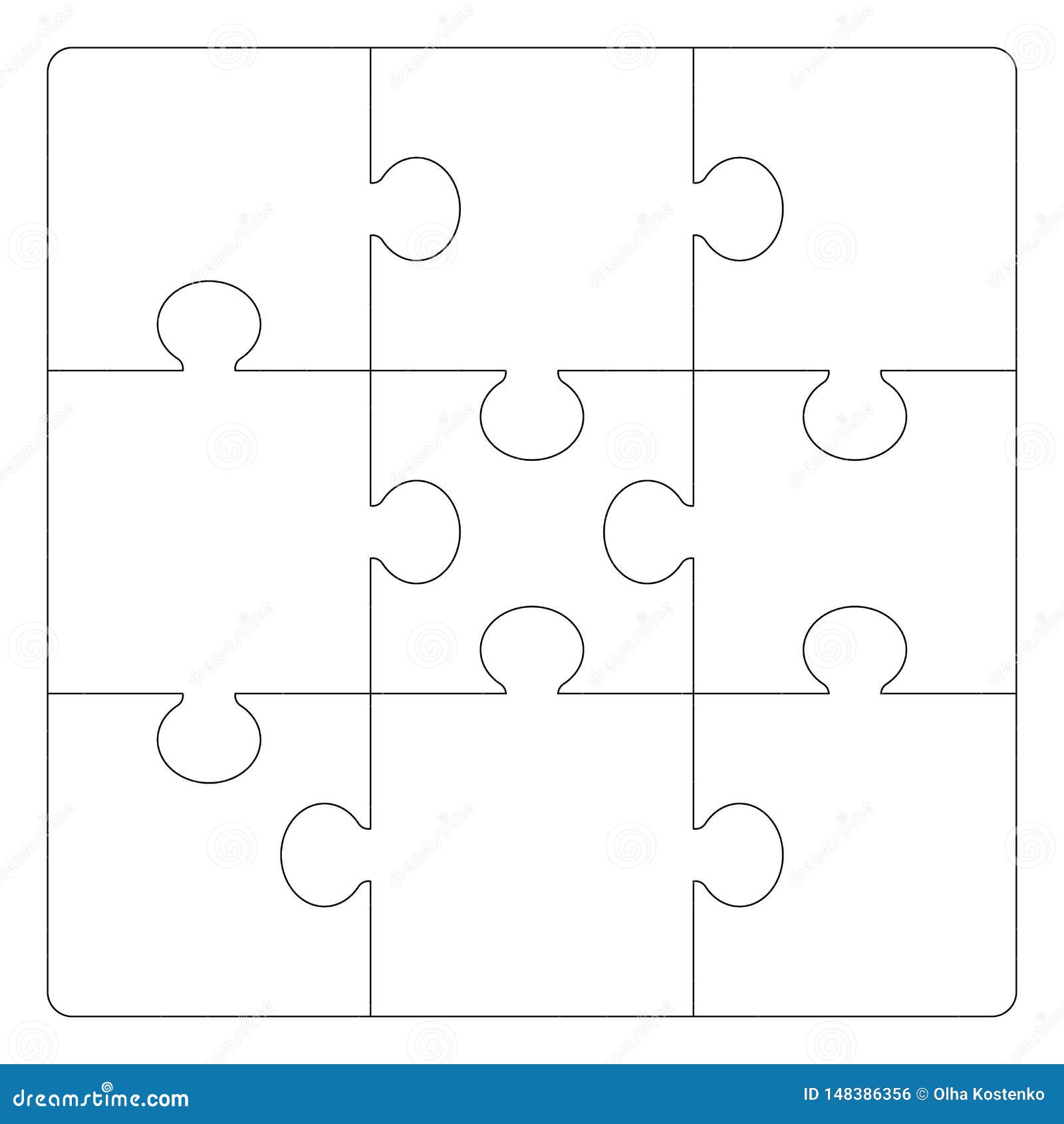 Puzzles grid template. stock vector. Illustration of challenge - 148386356