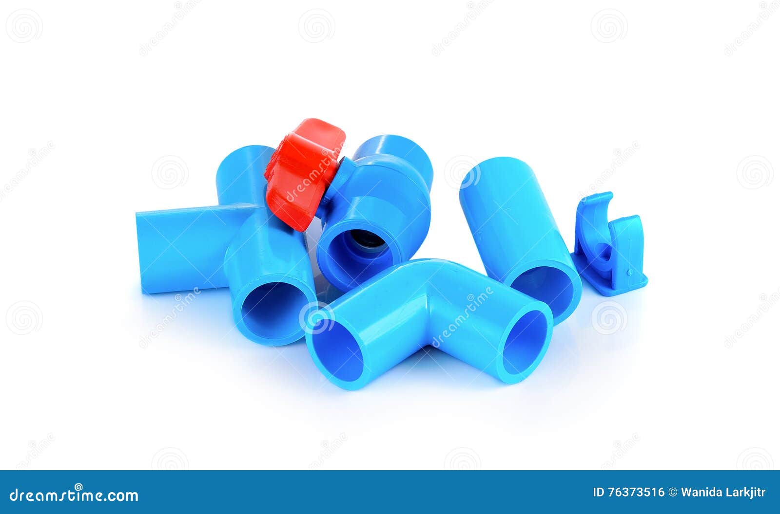 PVC Ball Valve And Pipe On White Background. Stock Photo Image of