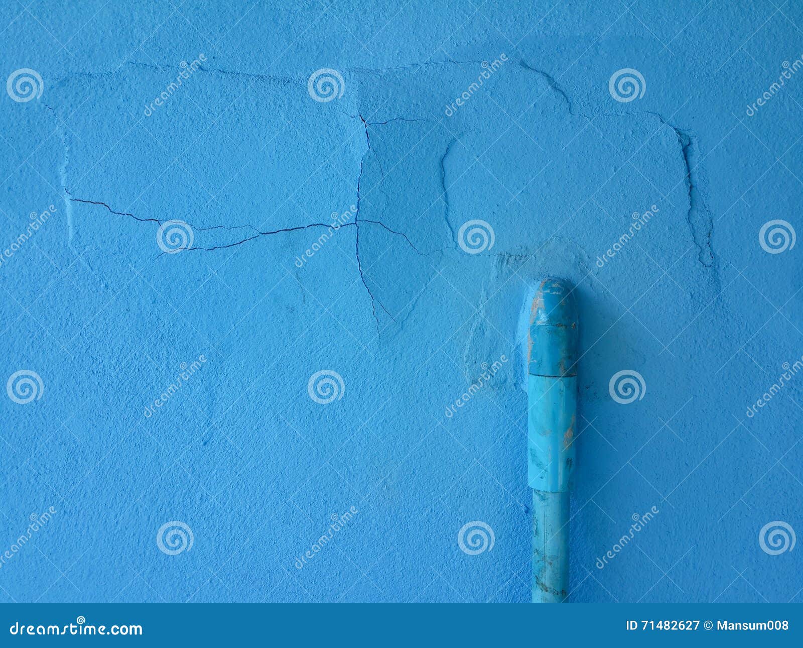Pvc Pipe on Blue Cement Wall Stock Image Image of texture, pipe 71482627