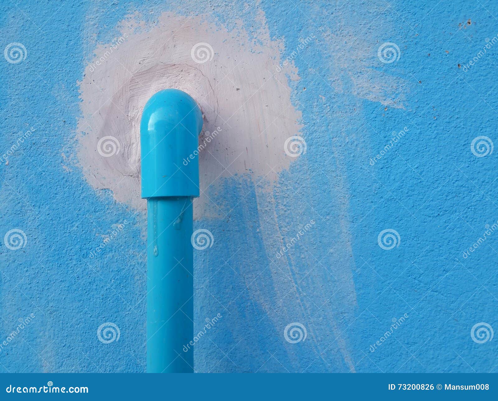 Pvc Pipe on Blue Cement Wall Stock Photo Image of cement, background