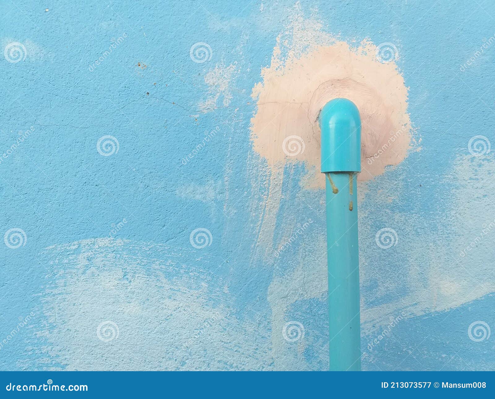 Pvc Pipe on Blue Cement Wall Texture Stock Image Image of pipe