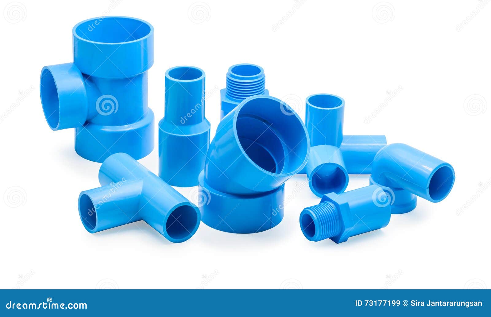PVC Pipe Connections and Pipe Clip Stock Image Image of blue, faucet
