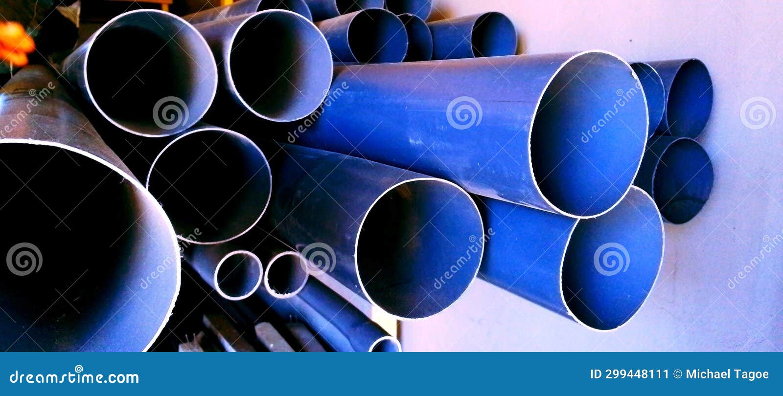 Pvc pipe for plumbing work stock image. Image of water 299448111