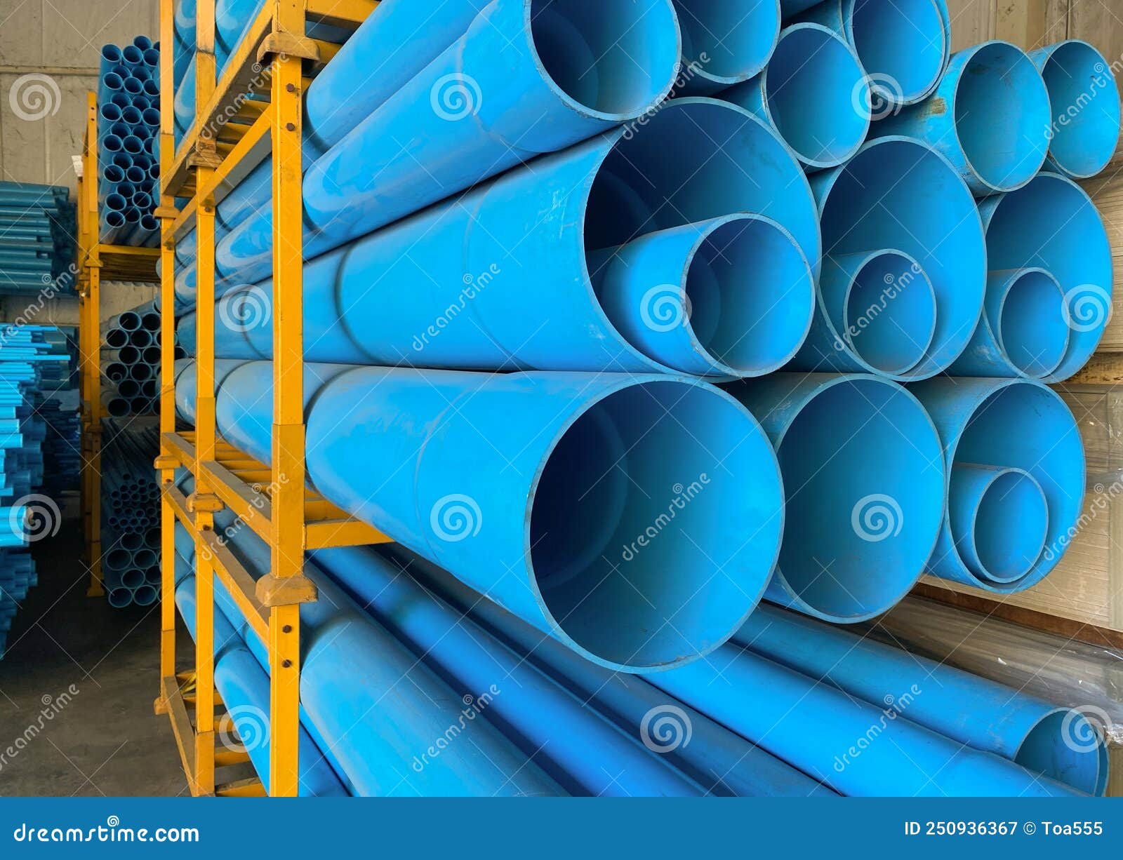 PVC Pipes Stacking on Shelf in Warehouse Stock Image Image of repair
