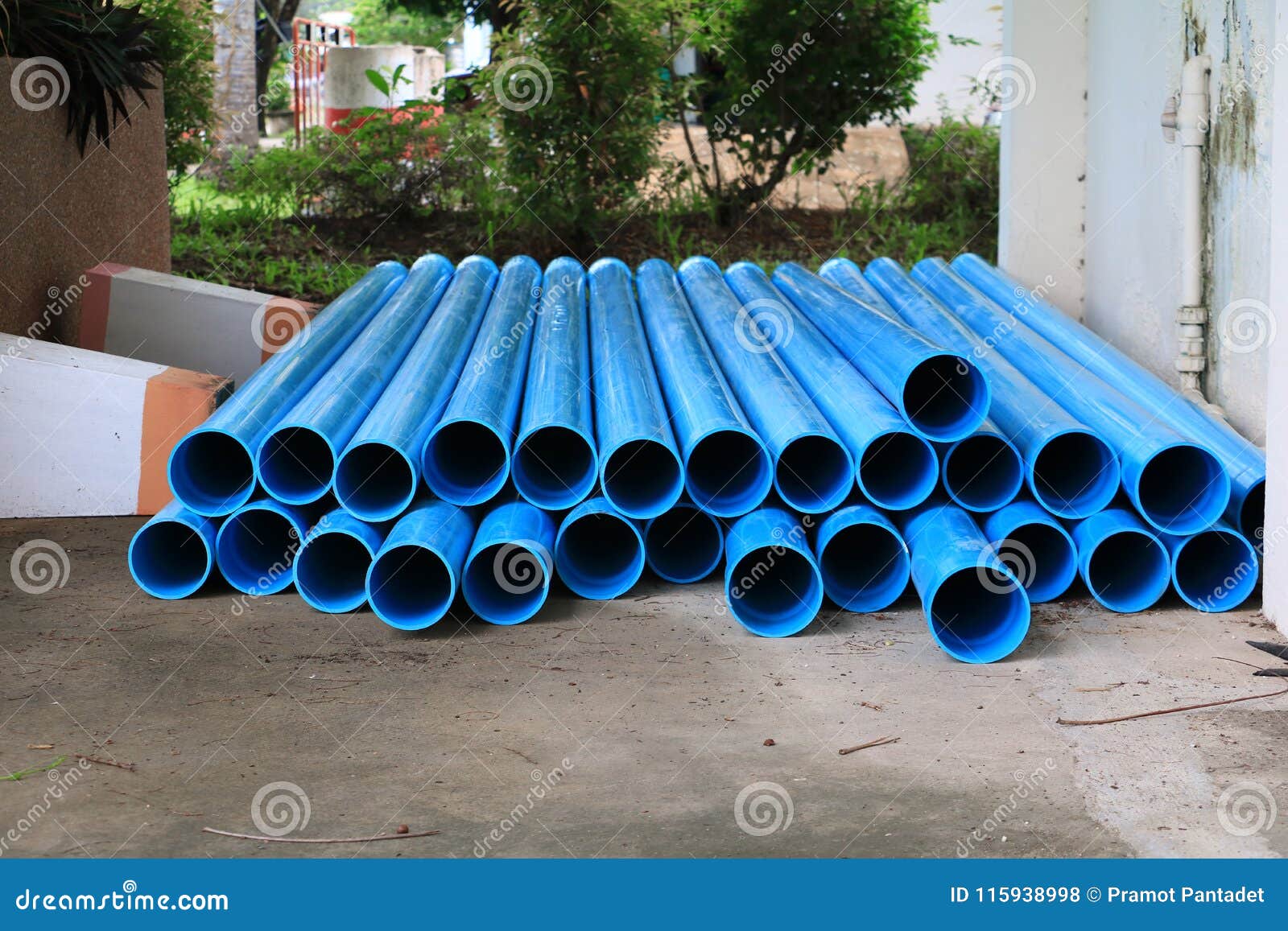 PVC Plastic Pipe Stacked in a Building Site. Stock Photo Image of industry, piping 115938998