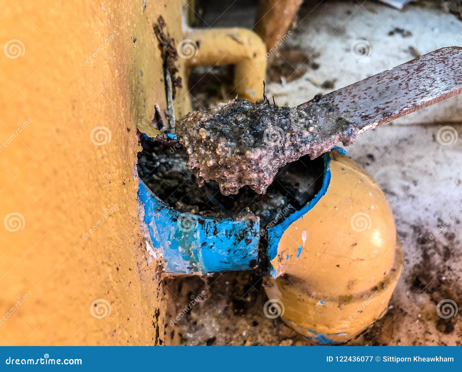 Pvc sewer full of garbage stock image. Image of plumbing 122436077