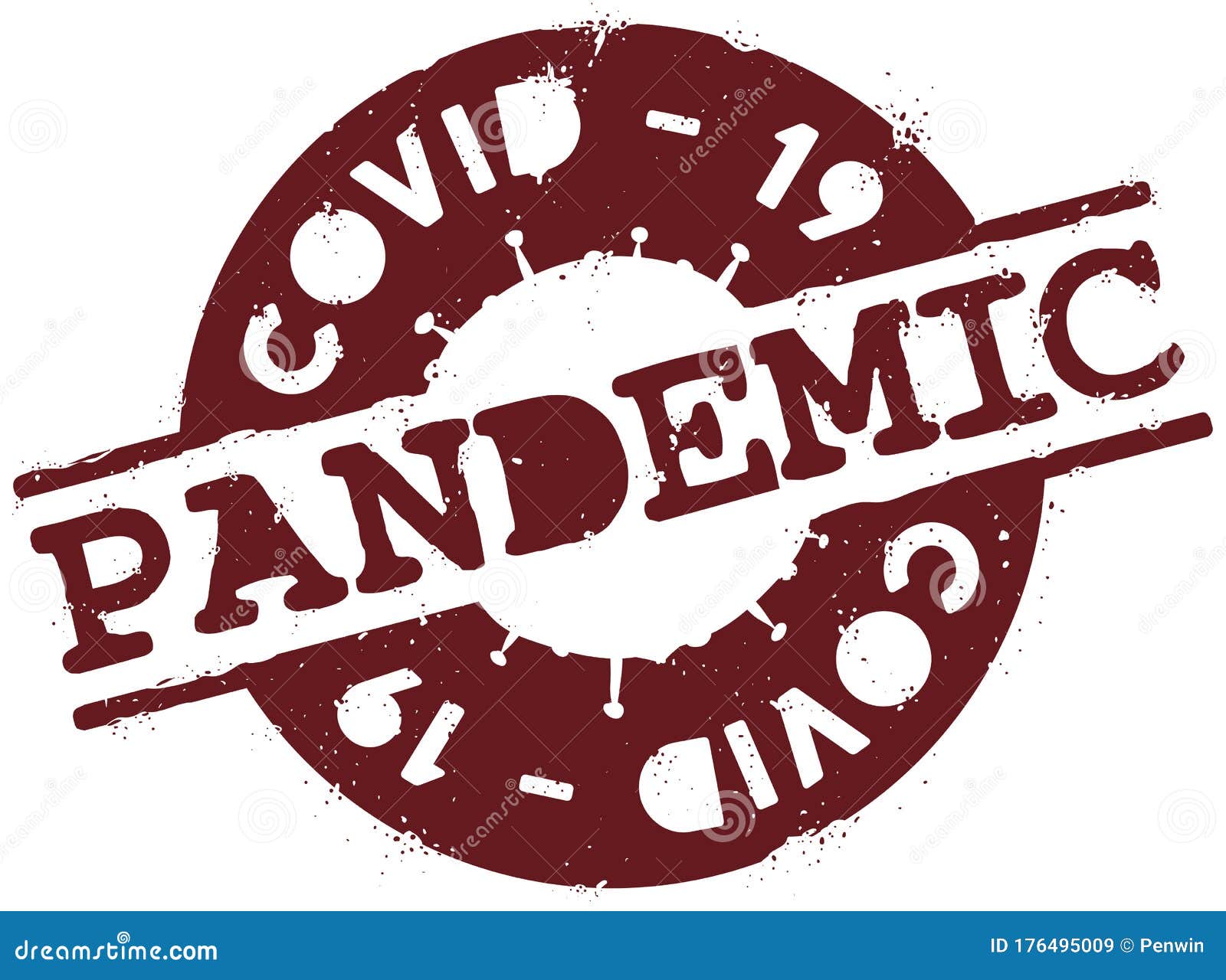 Red Stamp with Alerting Message of Pandemic Due COVID19, Vector