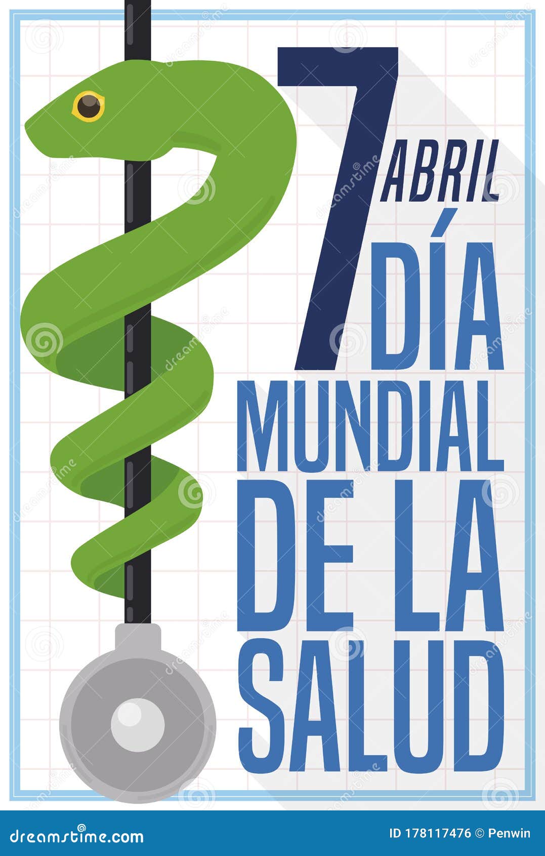 Asclepius Snake Tangled in Stethoscope Promoting Spanish World Health