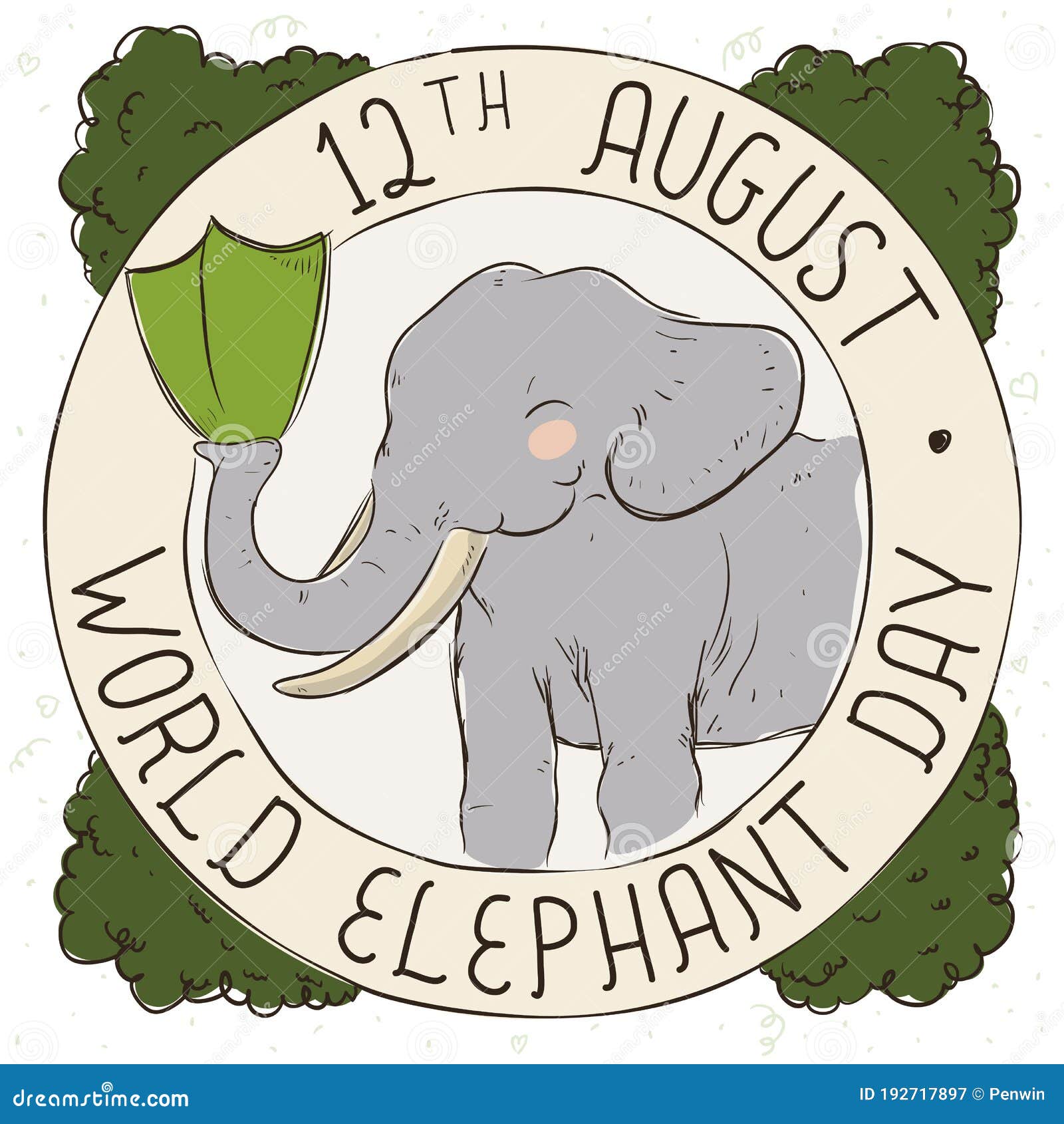 Button with Elephant and Shield Commemorating World Elephant Day