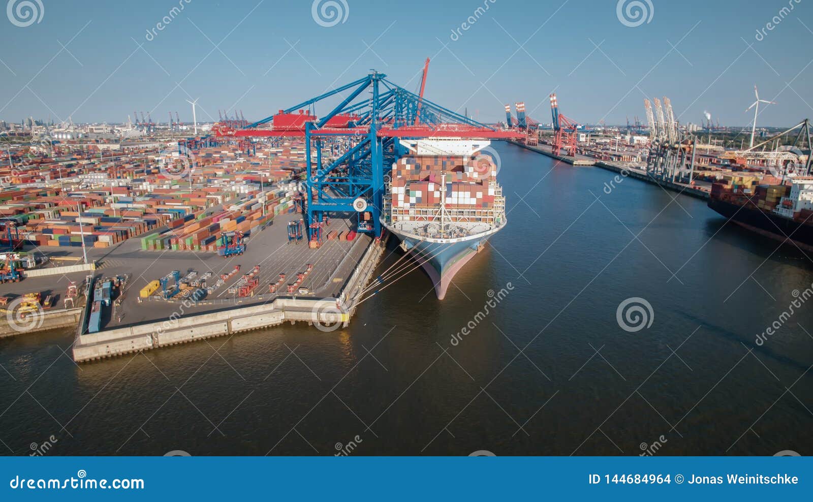 aerialview of container terminal in port of hamburg