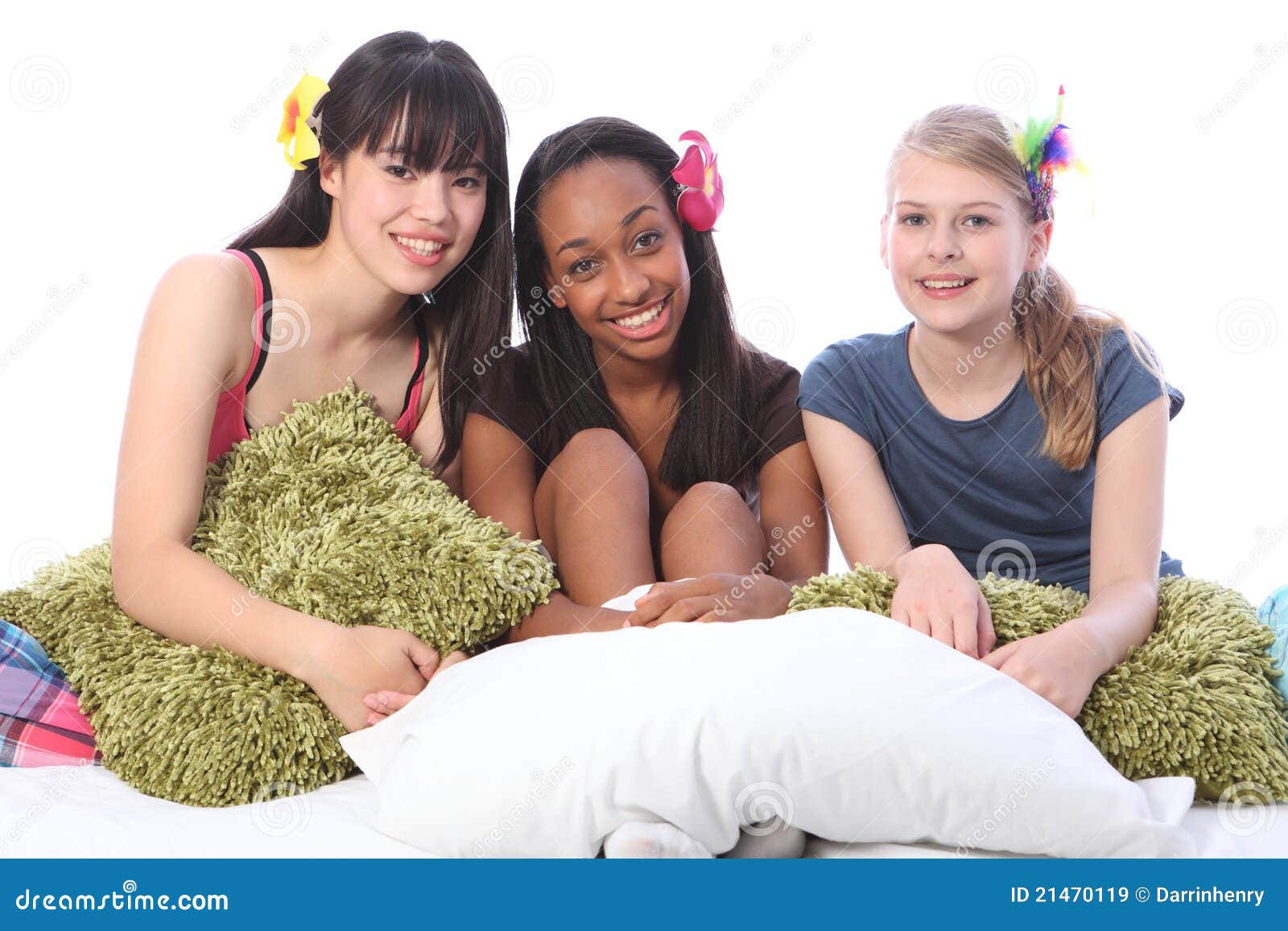 Pyjama Party Fun for Teenage Girls in Bed at Home Stock Image - Image of  black, hair: 21470119