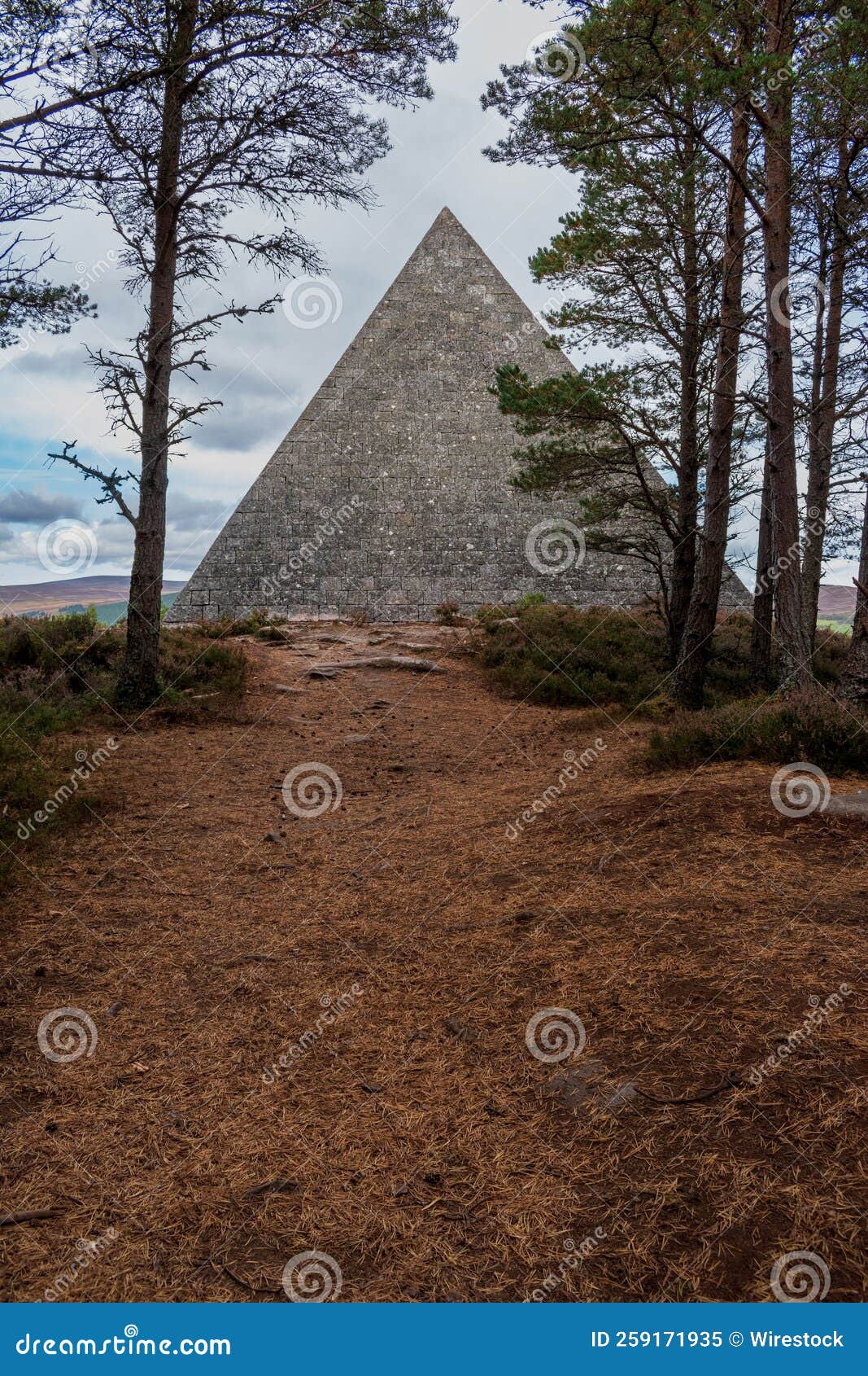 Pyramid Building Made with Bricks with Tall Trees Stock Image - Image ...