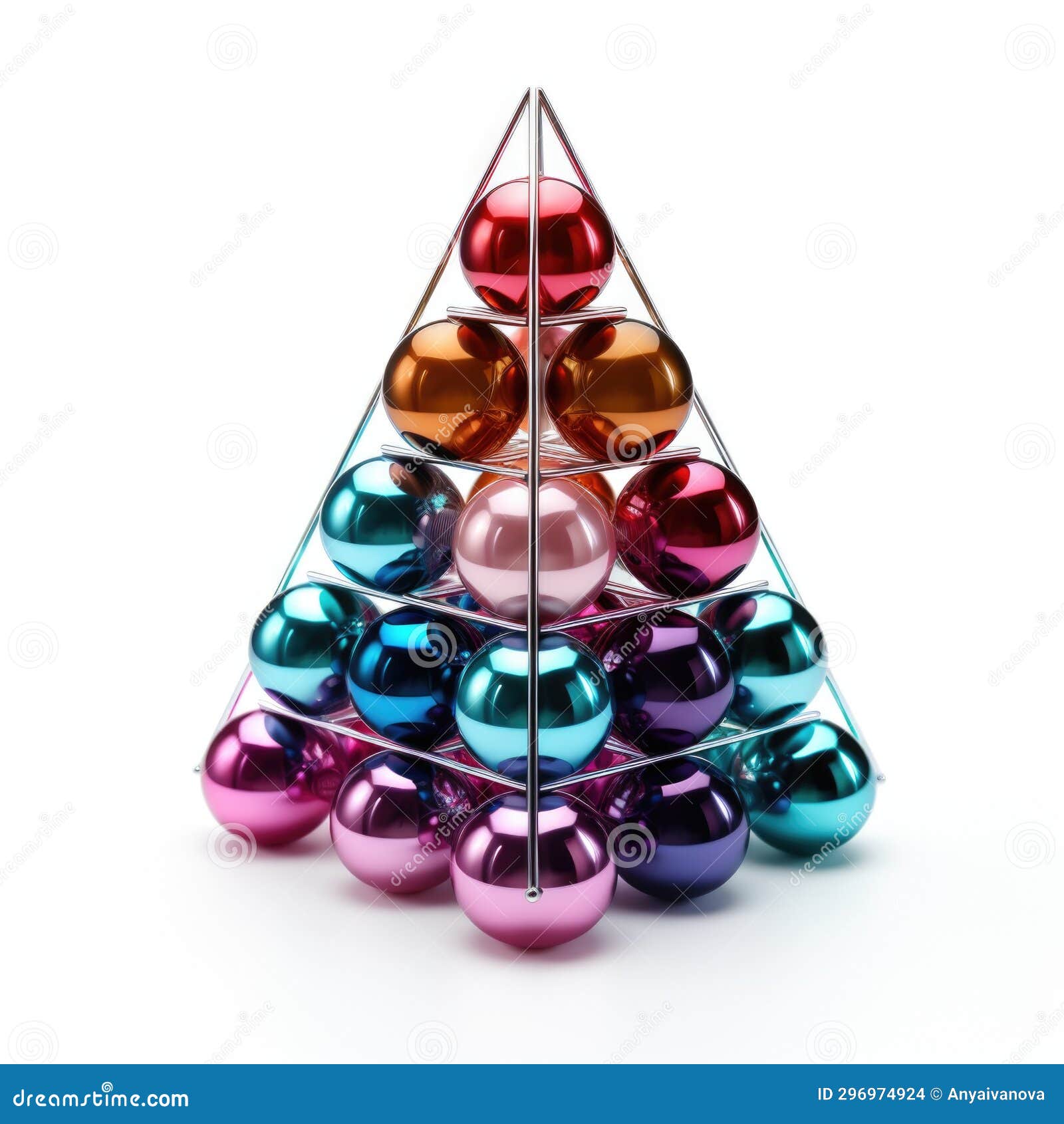 A Pyramid of Christmas Balls on a White Surface Stock Illustration