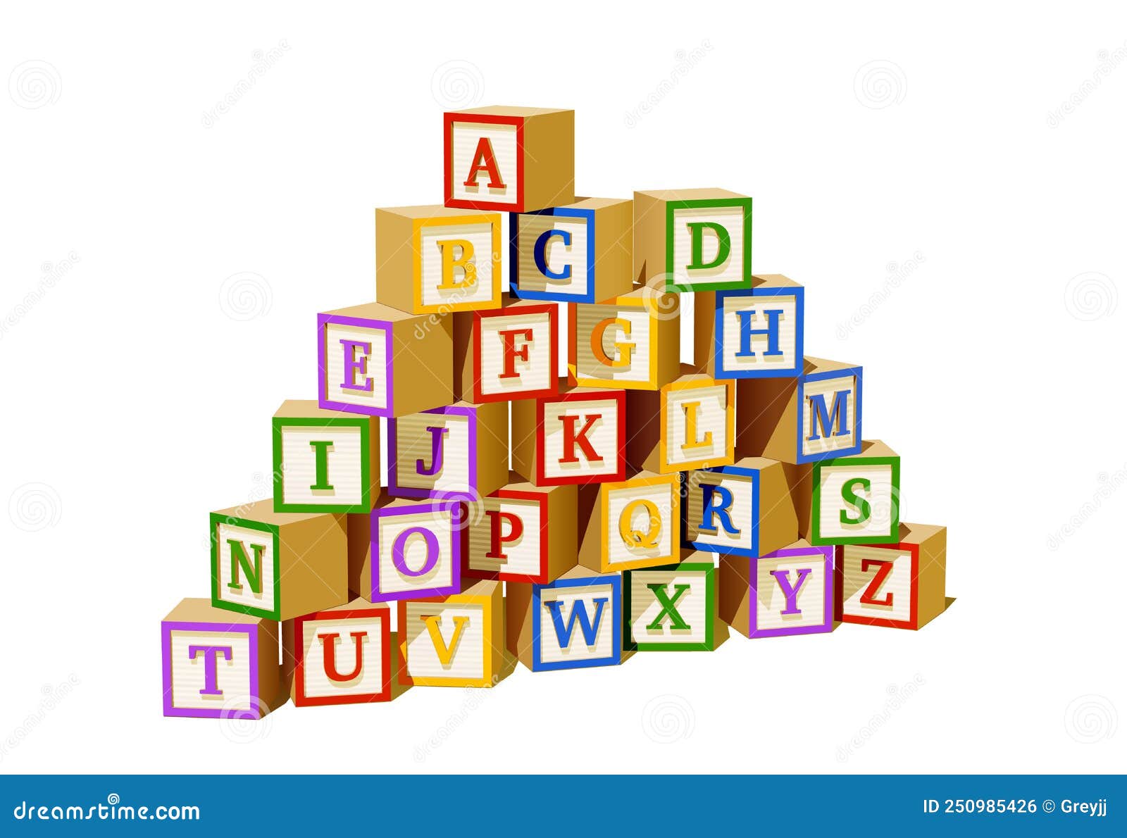 Pyramid of Colorful Alphabet Blocks Stock Vector Illustration of