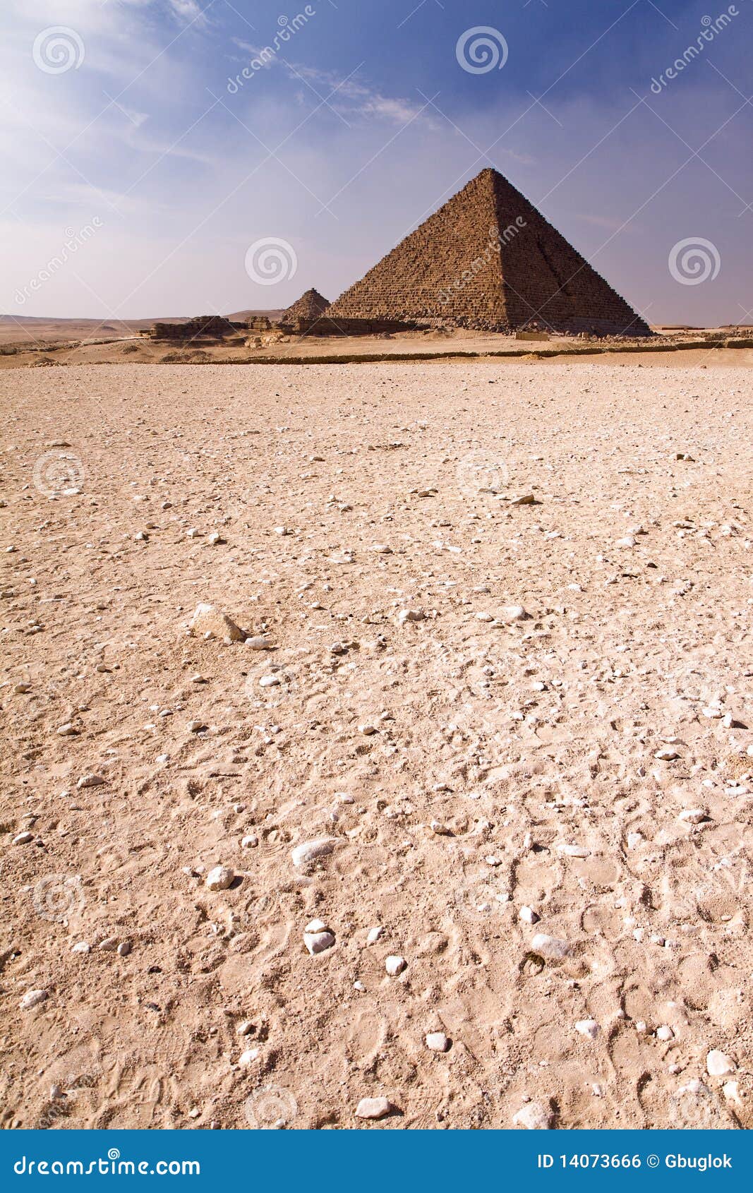 Pyramid in the desert. Ancient stone pyramid in Egyptian desert near Giza