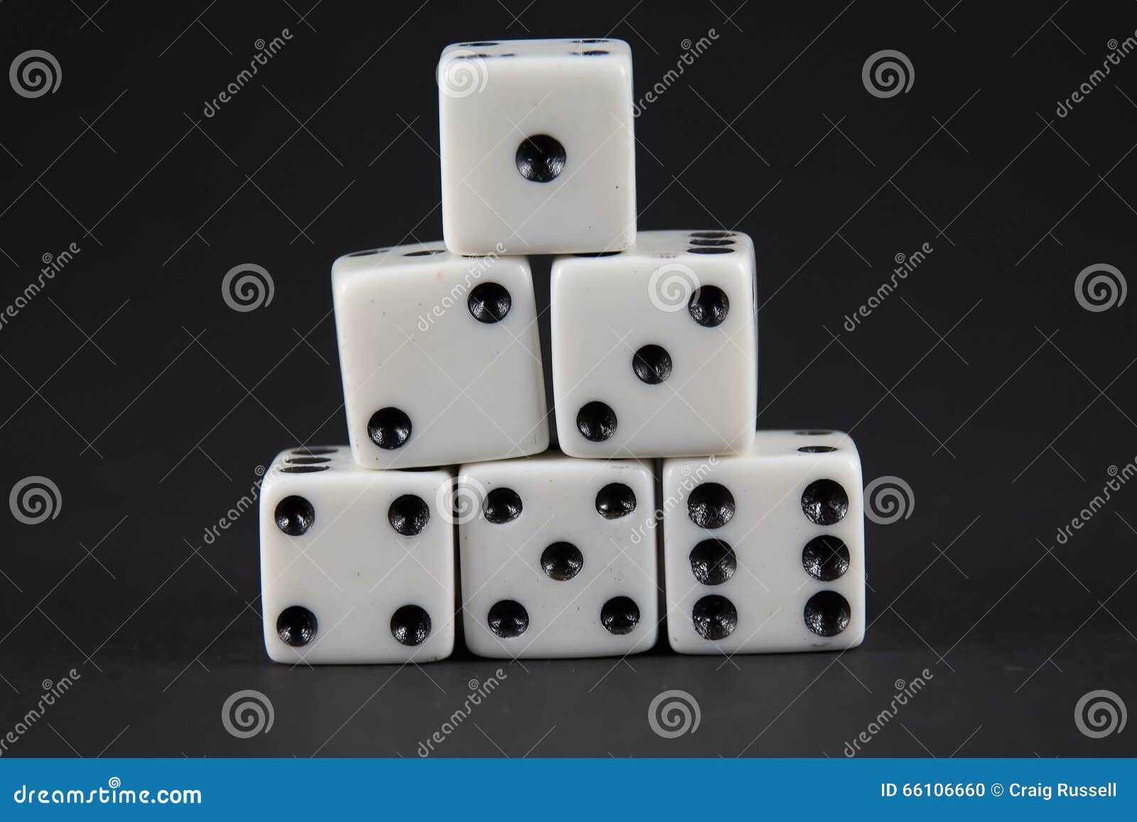 Pyramid Of Dice Showing Numbers One To Six Stock Photo Image of risk