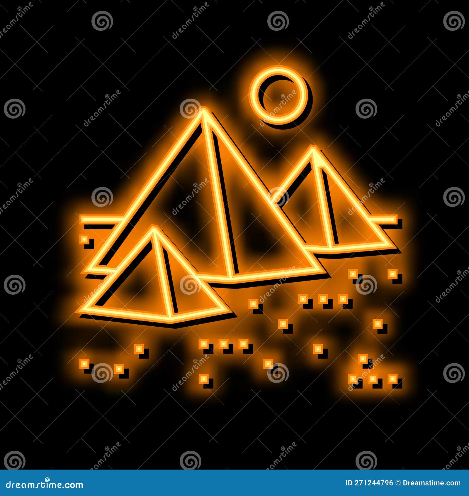 Pyramid Egypt Construction Neon Glow Icon Illustration Stock Vector