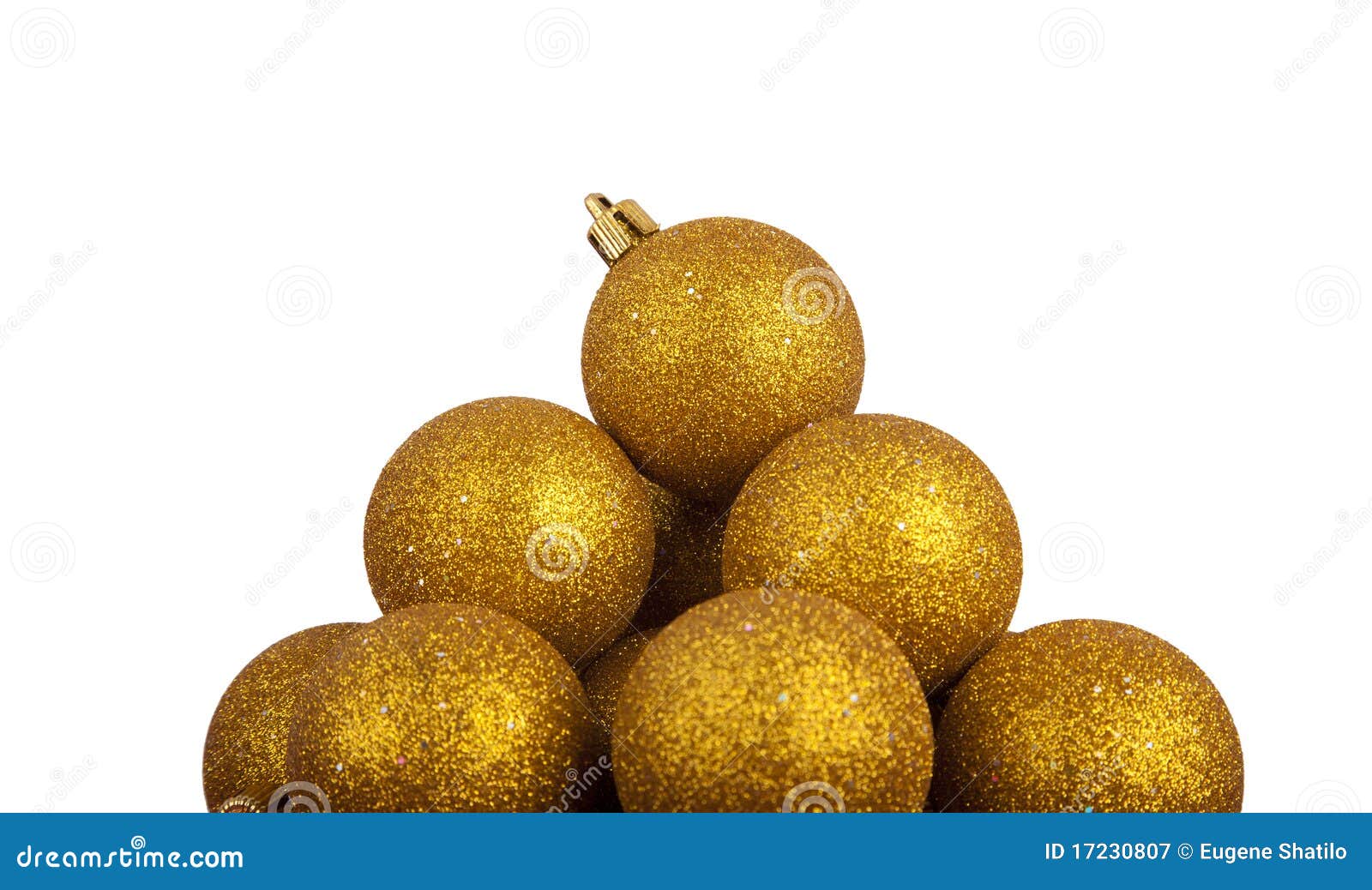 Pyramid of Golden Christmas Balls Stock Image Image of holiday, gift