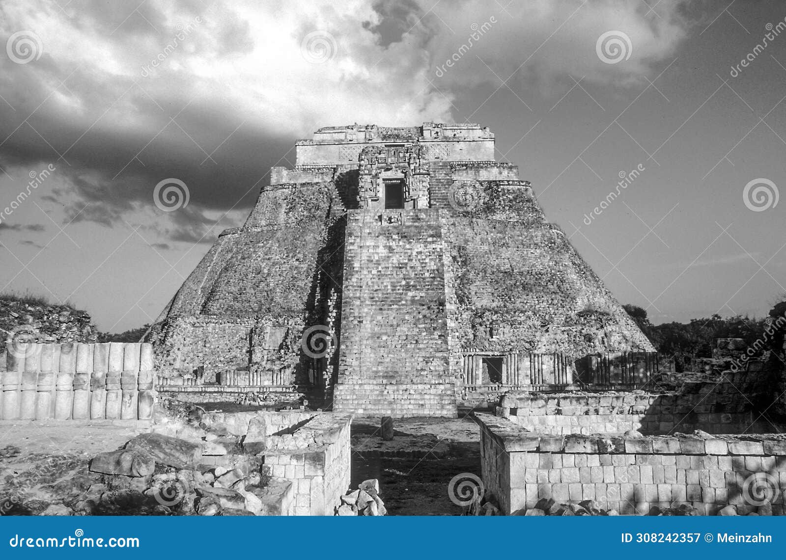 pyramid of the magician - piramide del adivino - in ancient mayan city uxmal