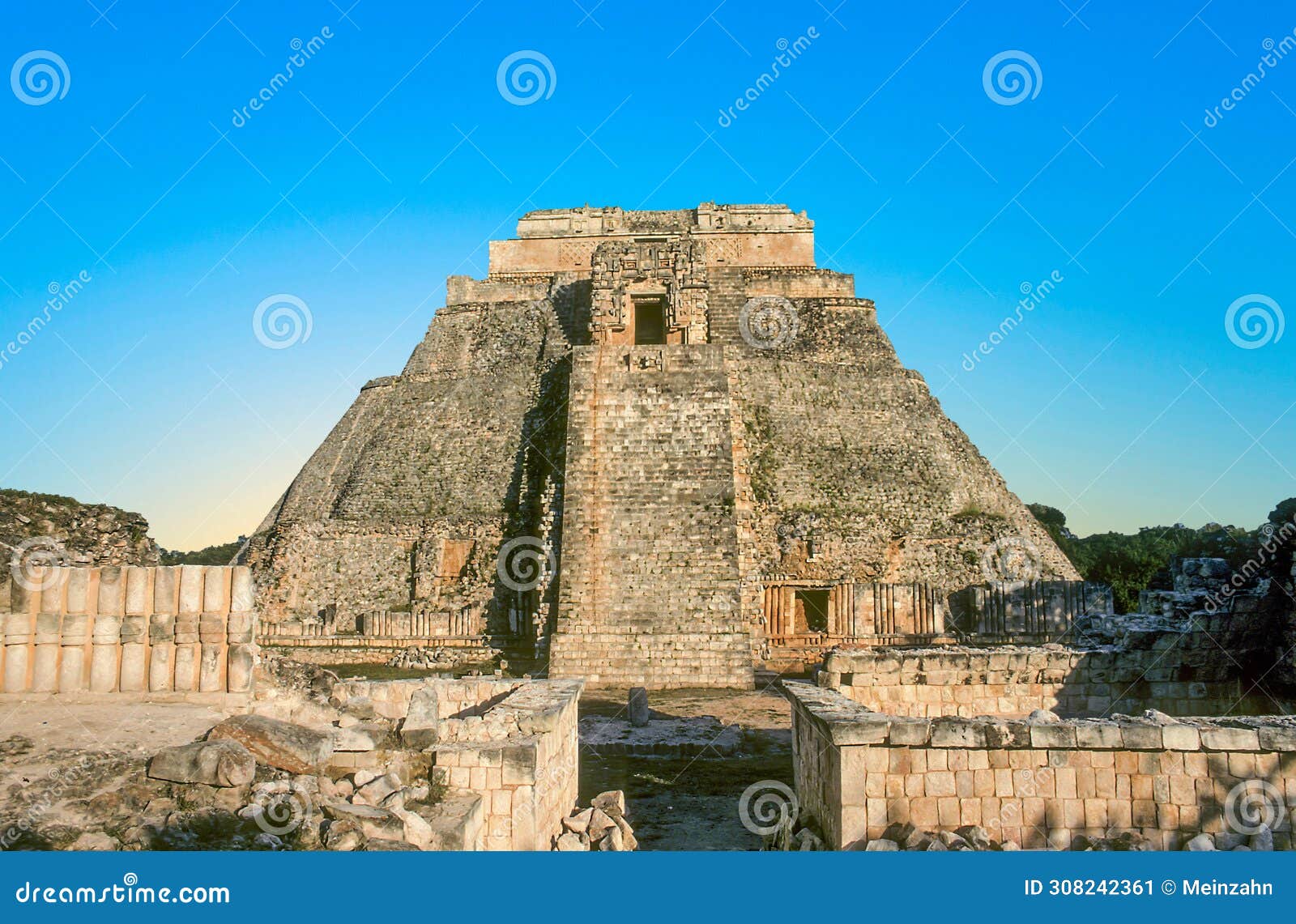 pyramid of the magician - piramide del adivino - in ancient mayan city uxmal