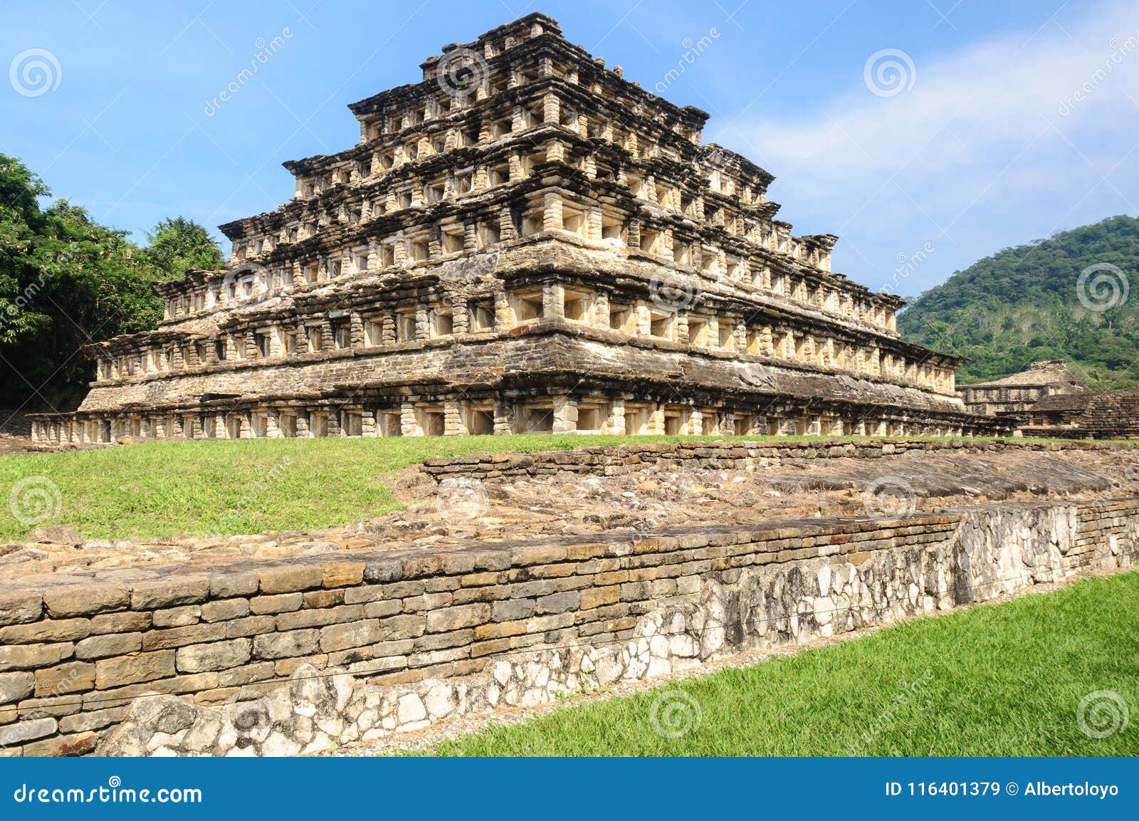 pyramid of the niches in el tajin archaeological site, mexico