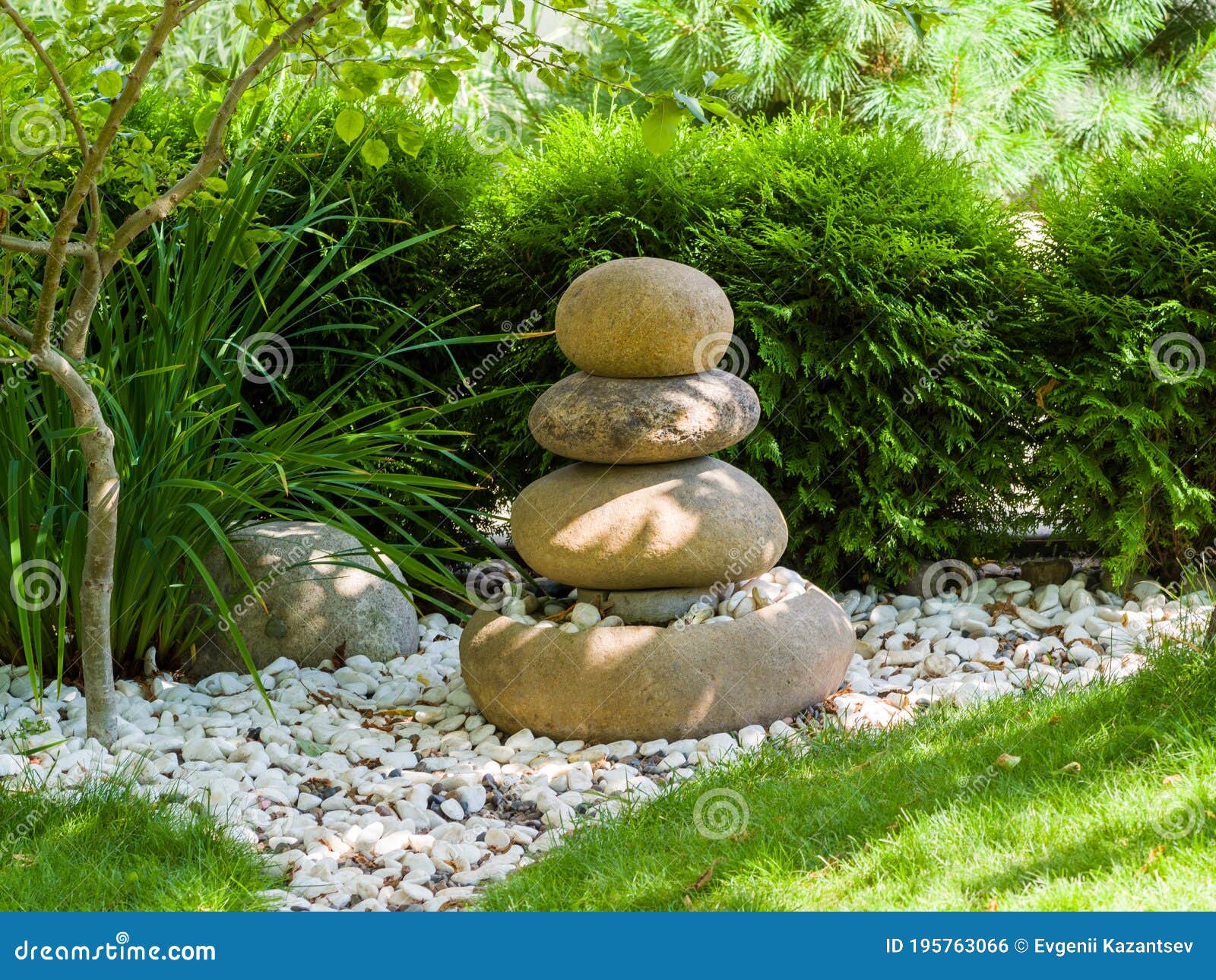 Pyramid Of Stones In The Park Element Of Landscape Design Stock Photo Image Of Landscape Oriental 195763066