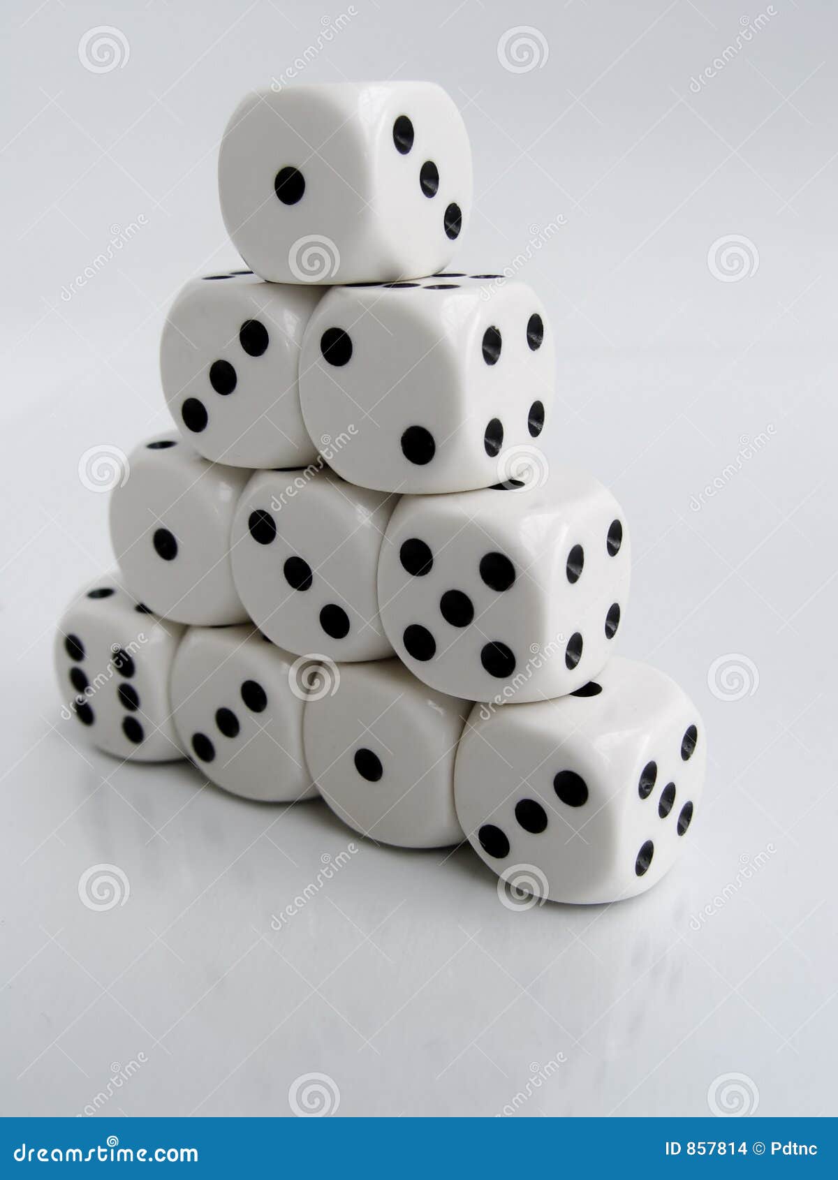 Pyramid of white dice stock photo. Image of shaped, form 857814