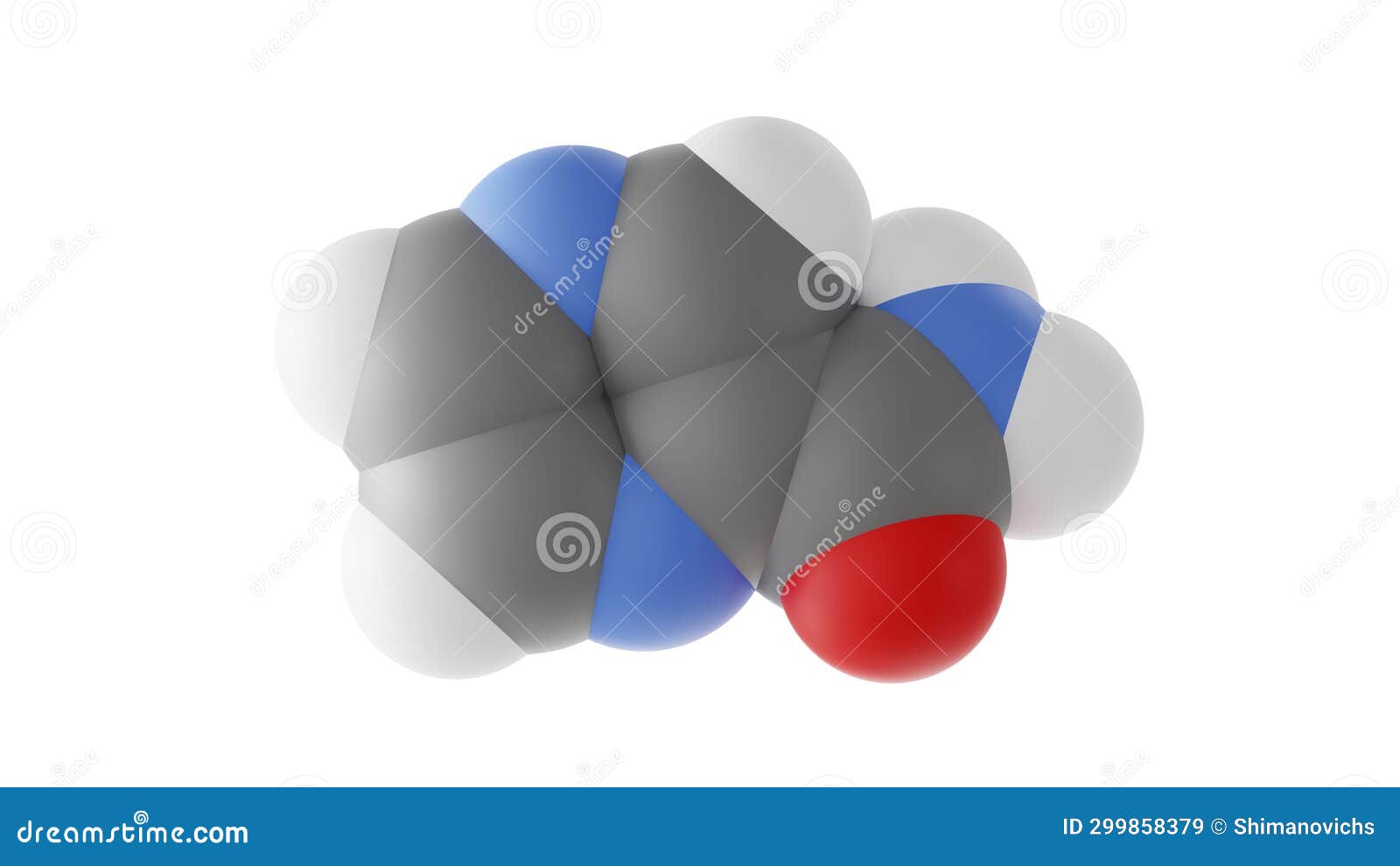 pyrazinamide molecule, antituberculosis agents, molecular structure,  3d model van der waals
