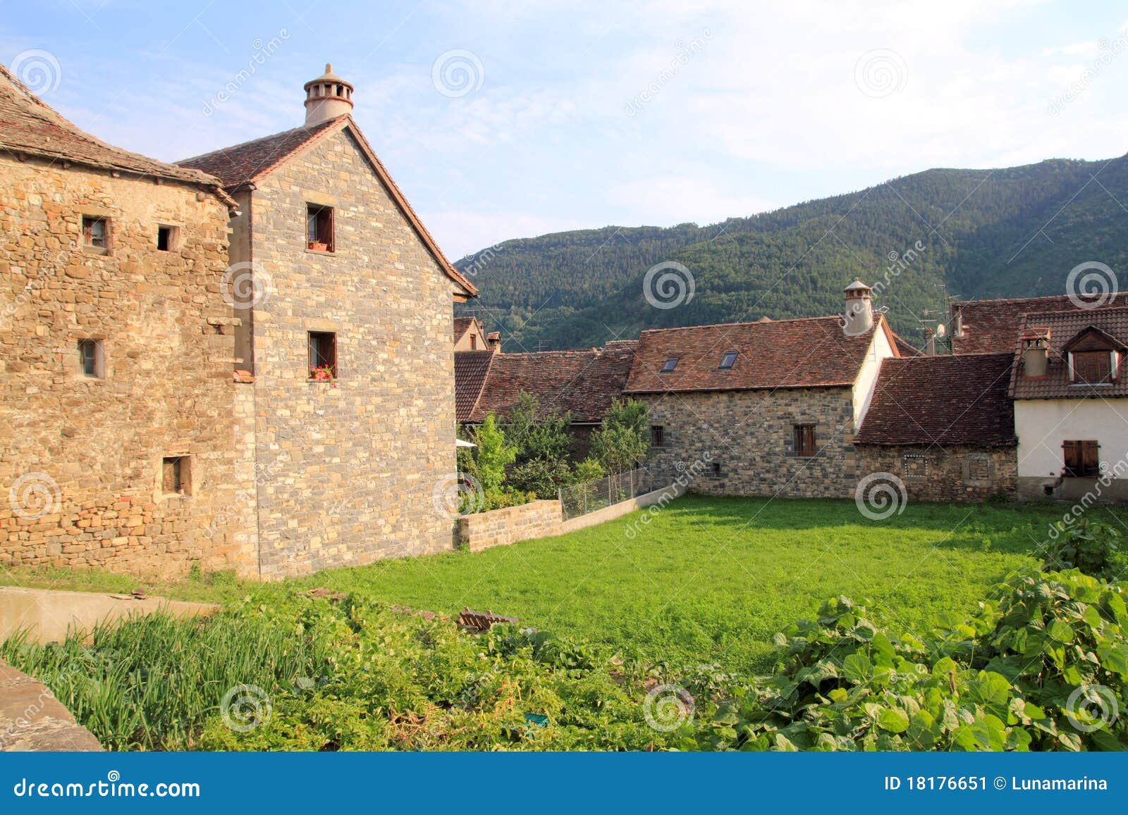 Pyrenees Stone Houses in Anso Valley Huesca Stock Image Image of