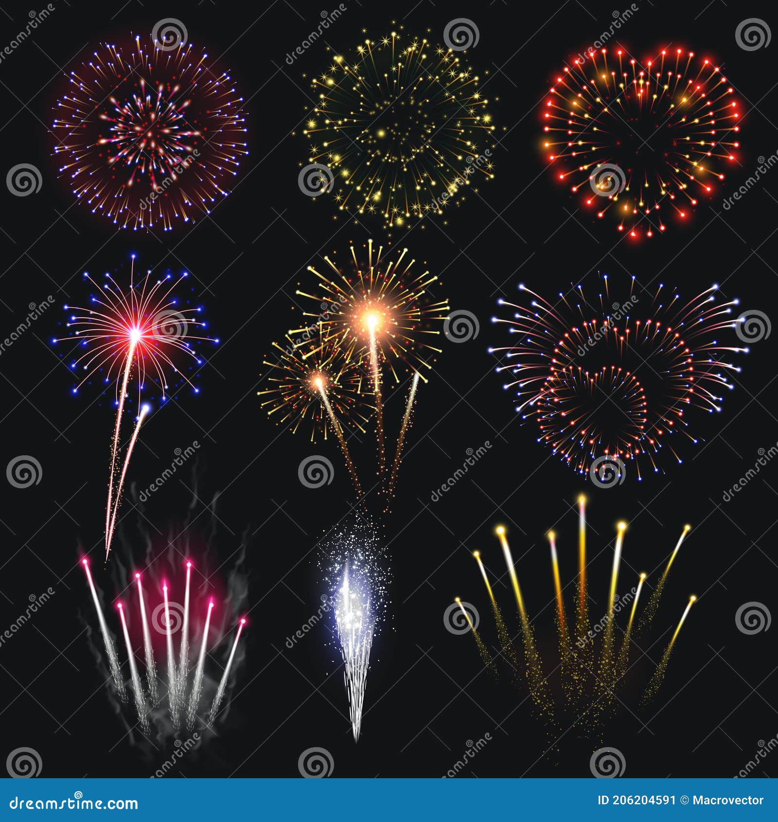 pyrotechnics and fireworks realistic set