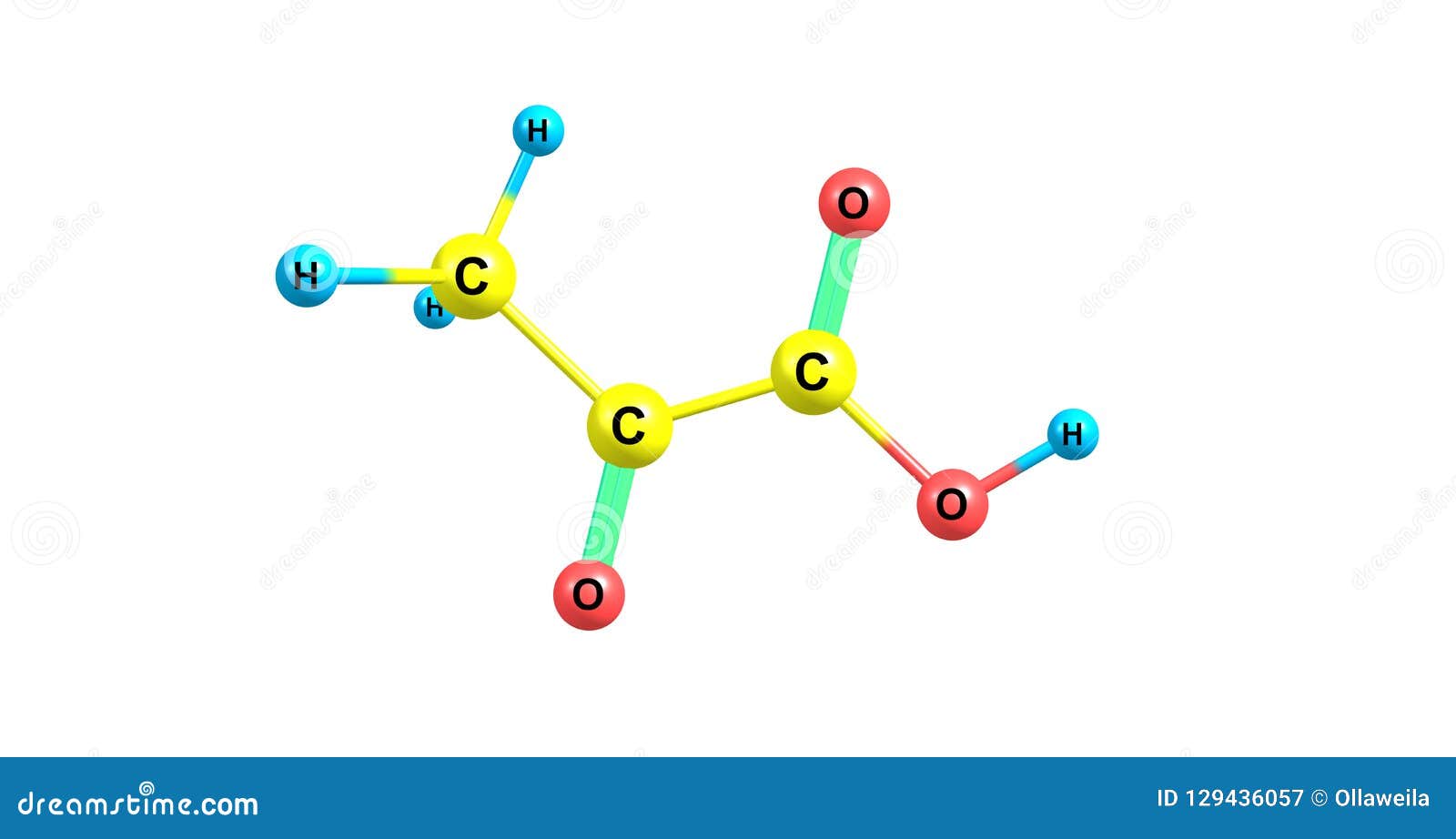 pyruvic acid molecular structure  on white