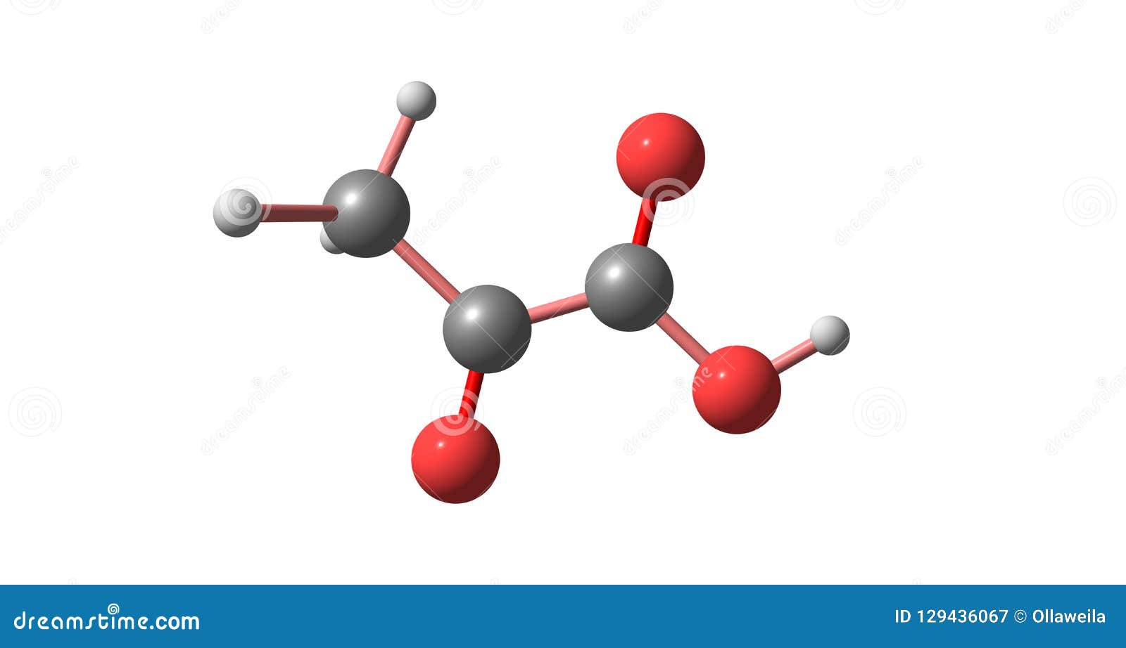 pyruvic acid molecular structure  on white